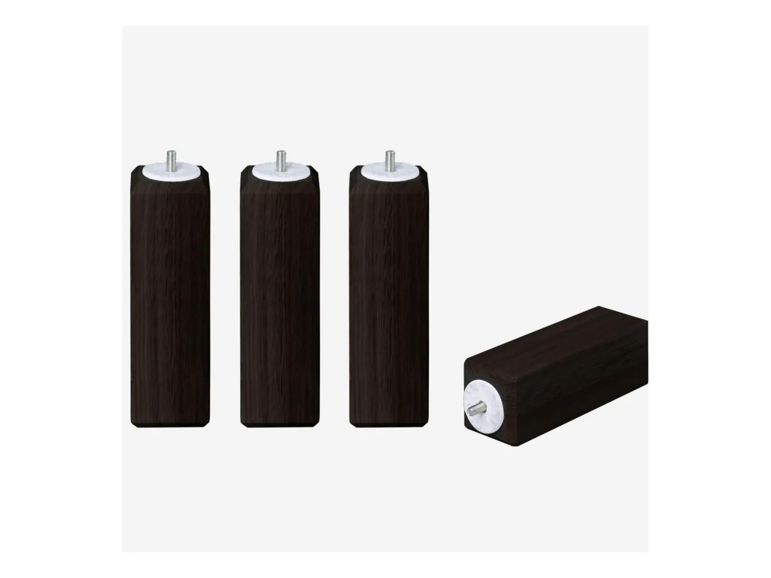 Habitat - Set de 4 pieds de lit universels cubiques en hêtre - 16 cm - Noir - Quatro