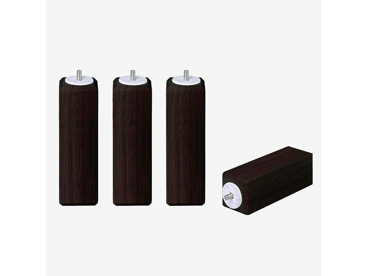 Habitat - Set de 4 pieds de lit universels cubiques en hêtre - 16 cm - Noir - Quatro
