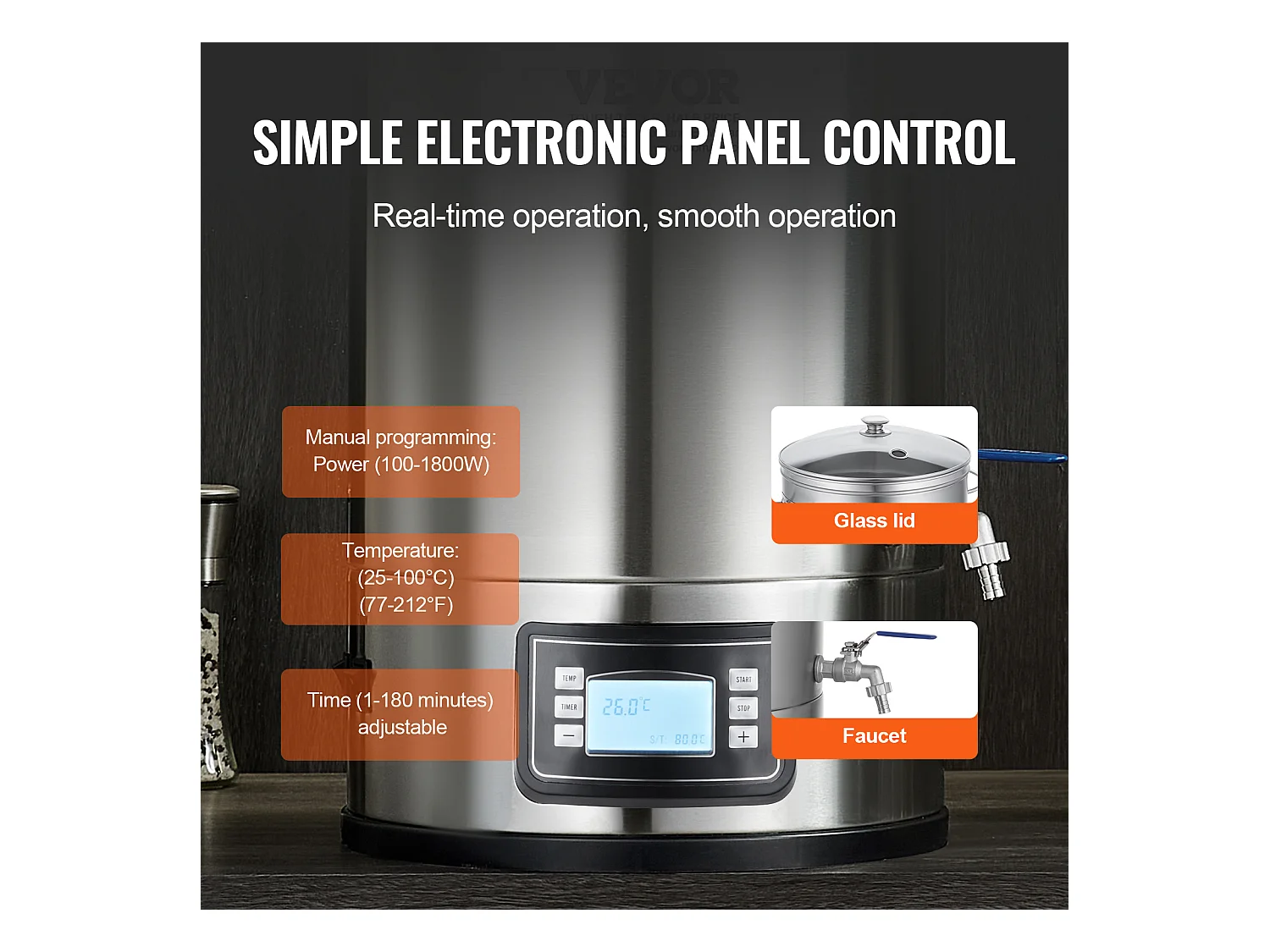 Bollitore per Birra, SucceBuy Kit per la Preparazione Casalinga di Birra in Acciaio Inossidabile, Pentola da 30 Litri con Accessori