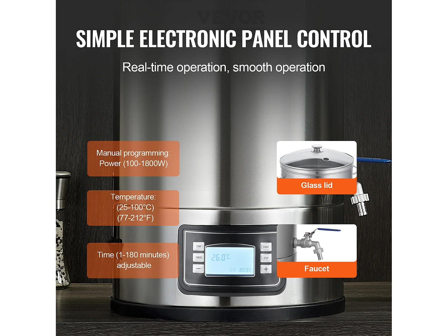 Hervidor de Agua, SucceBuy Kit de Elaboración de Cerveza Casera de Acero Inoxidable, Olla de 30 Litros con Accesorios