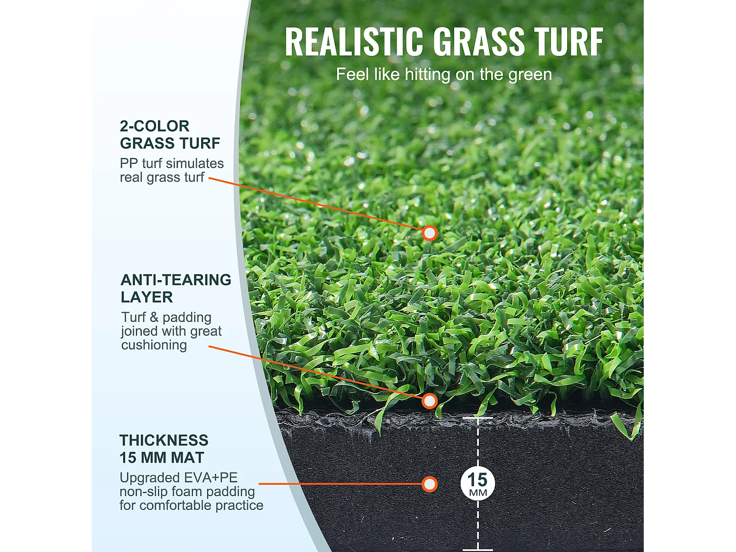 Golfmatte SucceBuy 12.7 x10.2cm, Kunstrasen, Trainingshilfe für Golf im Innen- und Außenbereich