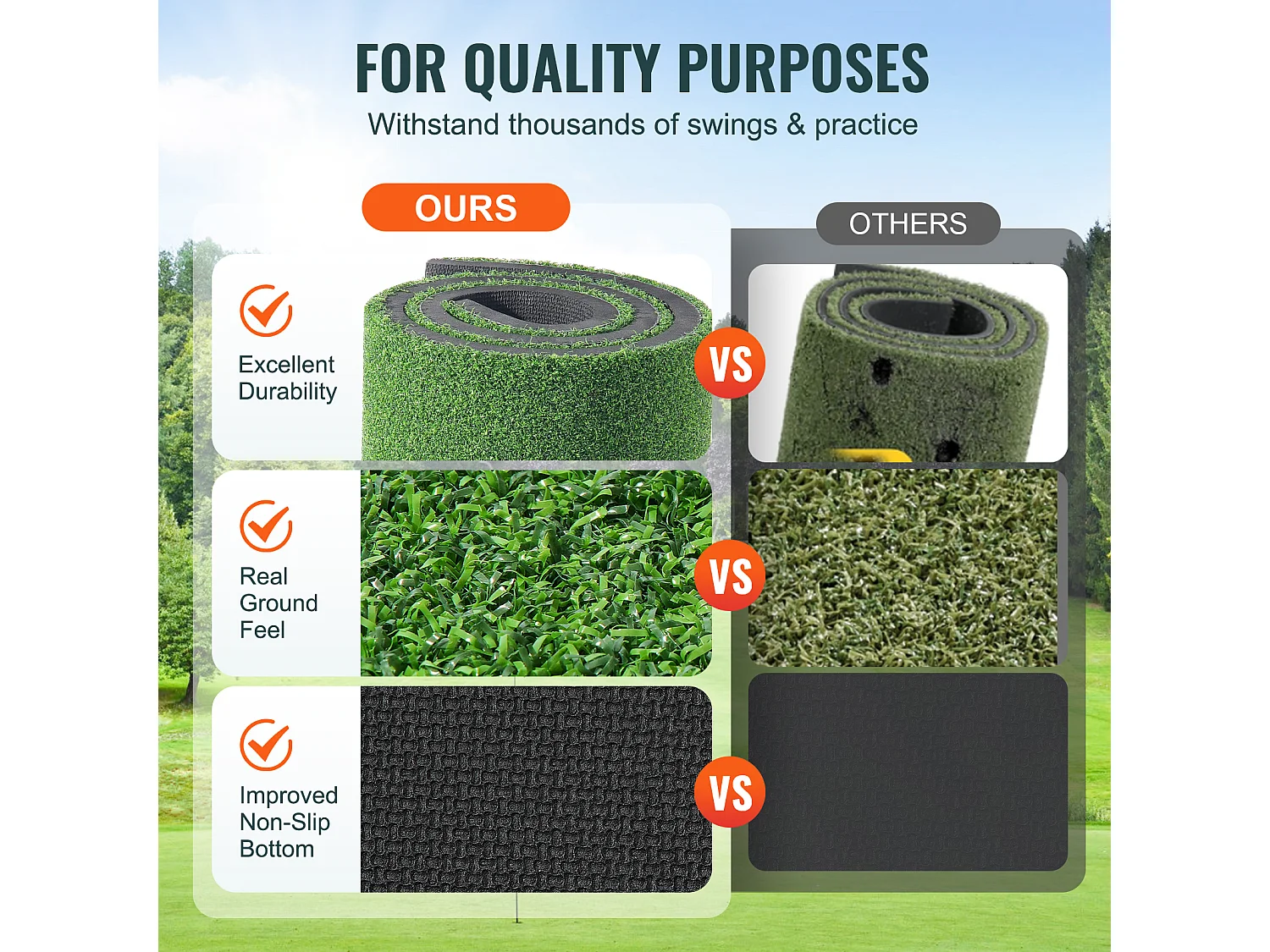 Golfmatte SucceBuy 12.7 x10.2cm, Kunstrasen, Trainingshilfe für Golf im Innen- und Außenbereich