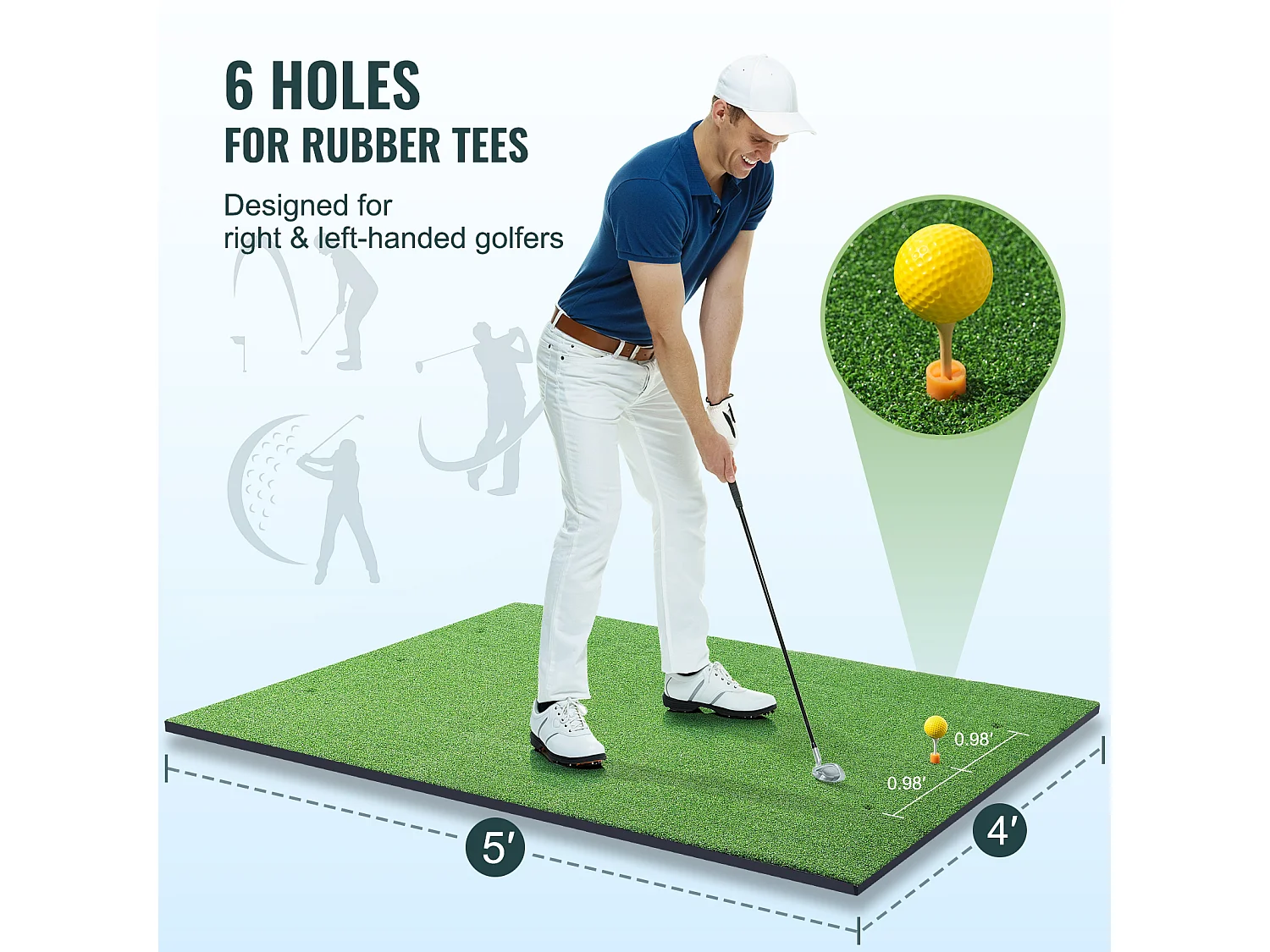 Golfmatte SucceBuy 12.7 x10.2cm, Kunstrasen, Trainingshilfe für Golf im Innen- und Außenbereich