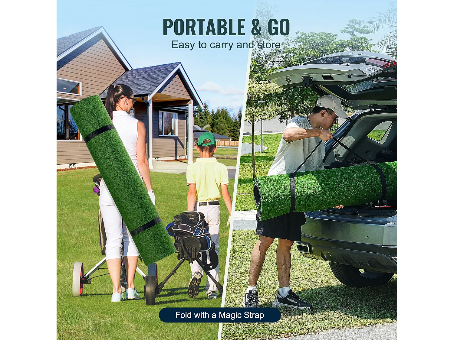 Golfmatte SucceBuy 12.7 x10.2cm, Kunstrasen, Trainingshilfe für Golf im Innen- und Außenbereich