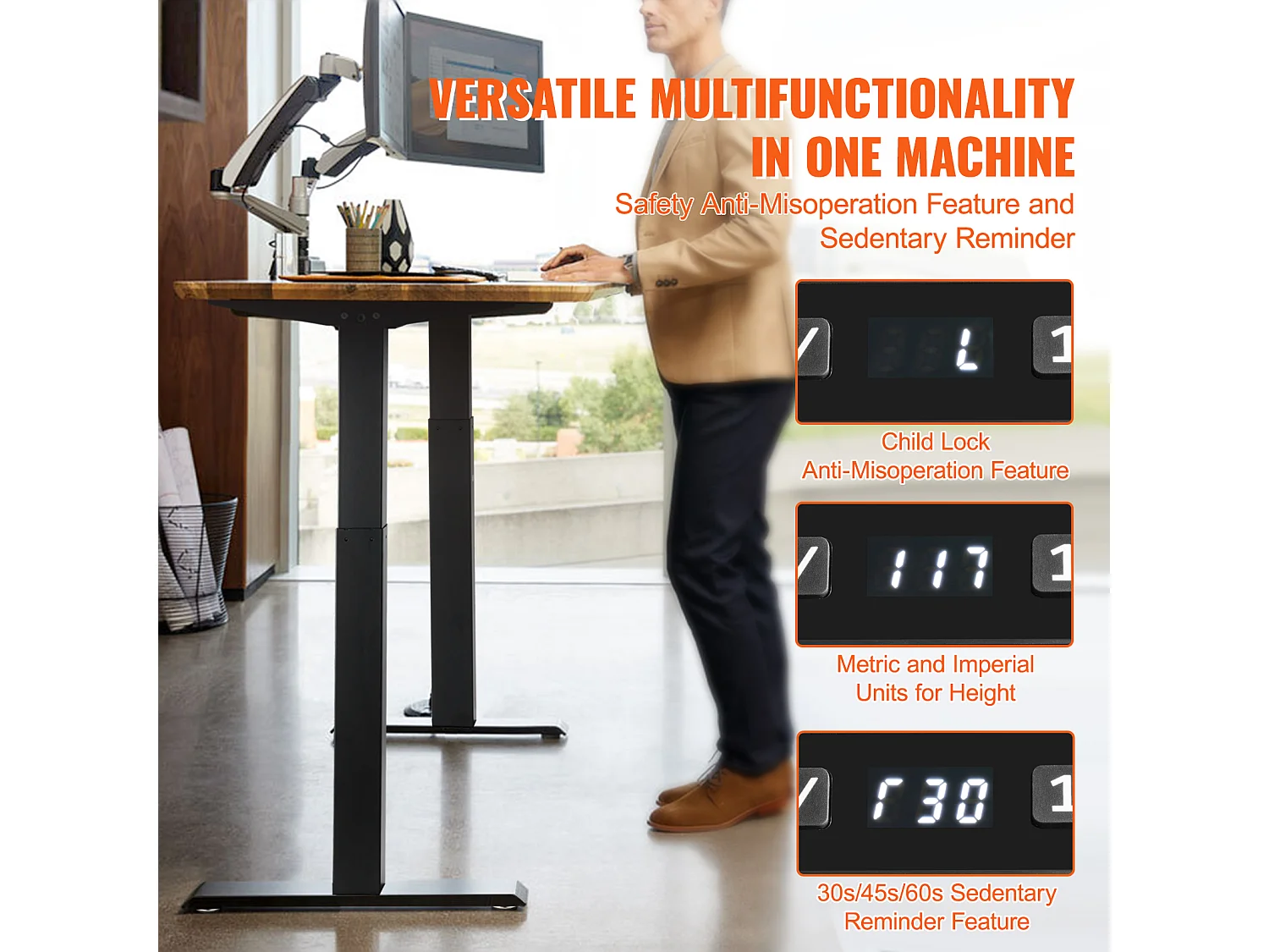 Cadre de Bureau Réglable SucceBuy en Hauteur , 70-117 cm H Noir Bureau/Maison, Base de Poste de Travail Ergonomique pour Maison, Bureau, Noir