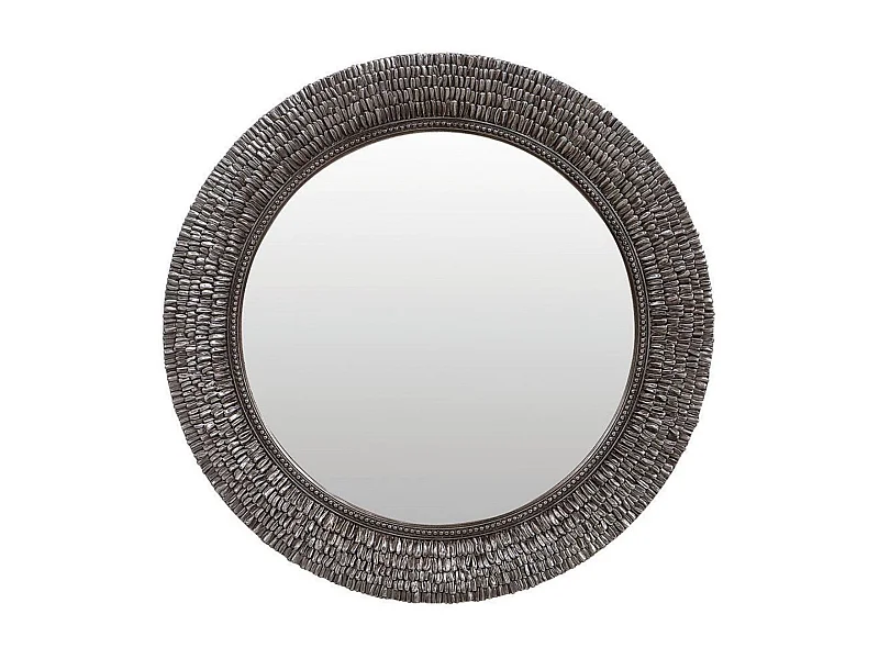 Miroir rond argenté vieilli MDF Gris - Charme Interior's