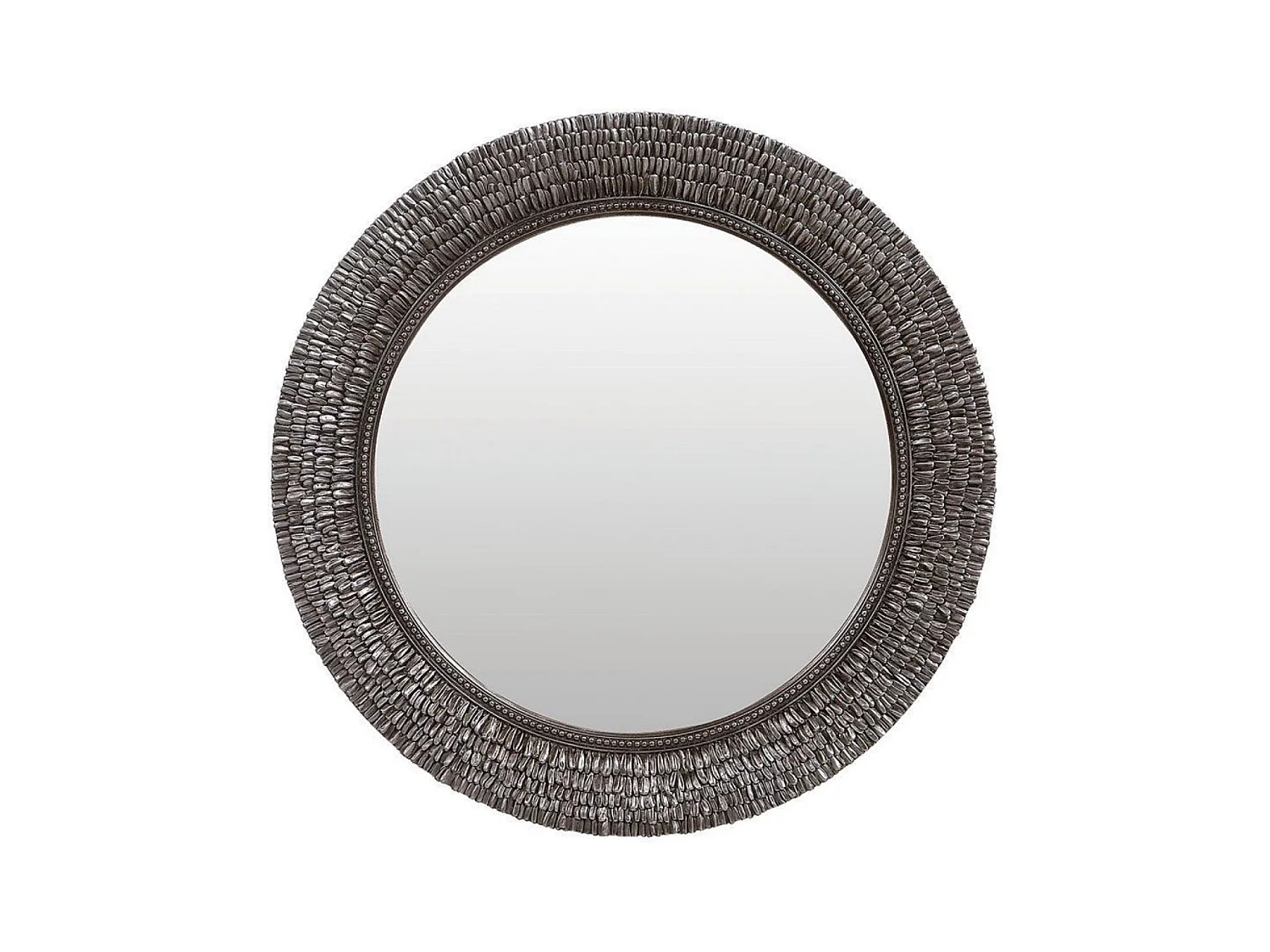 Miroir rond argenté vieilli MDF Gris - Charme Interior's