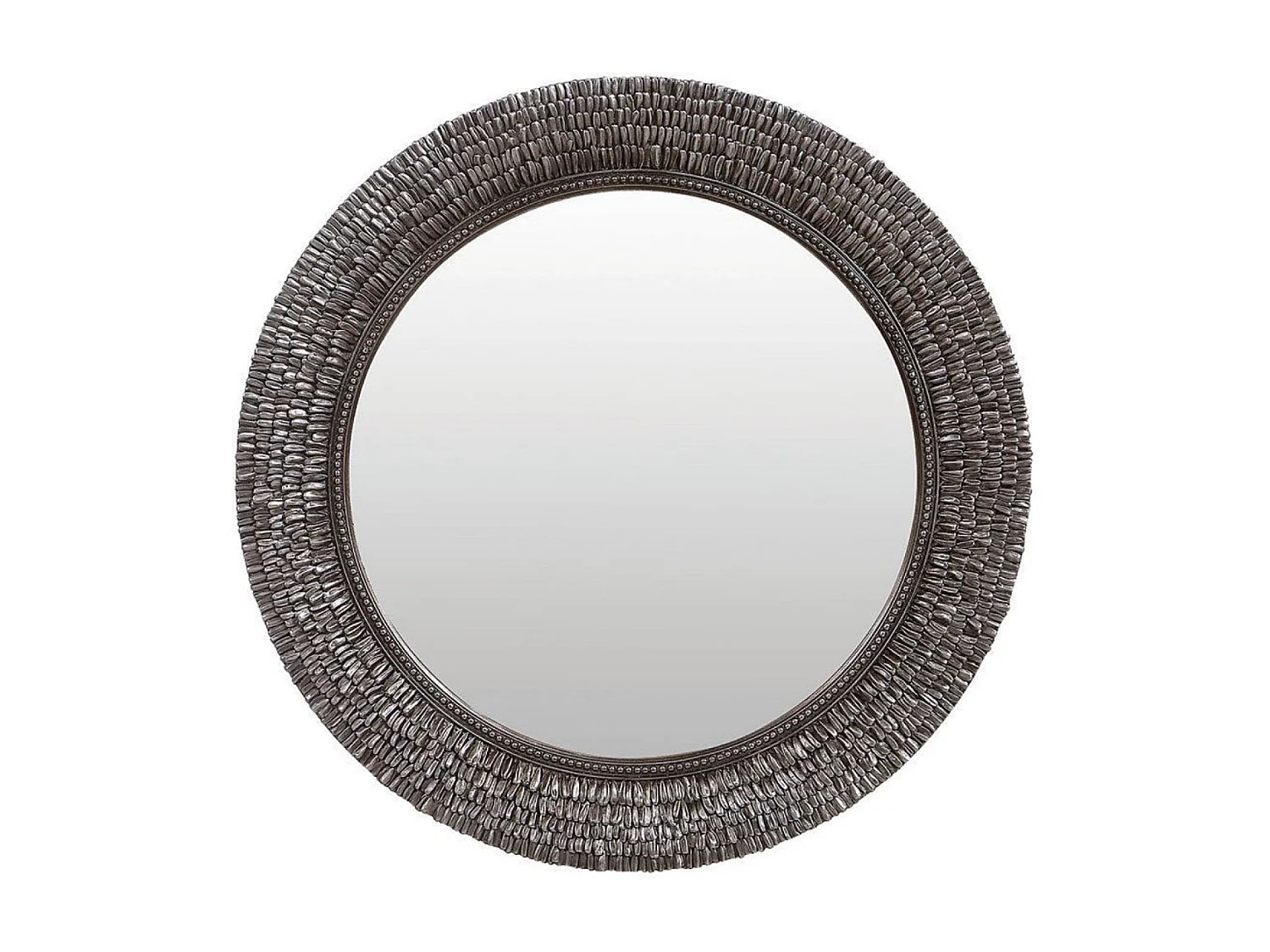 Miroir rond argenté vieilli MDF Gris - Charme Interior's