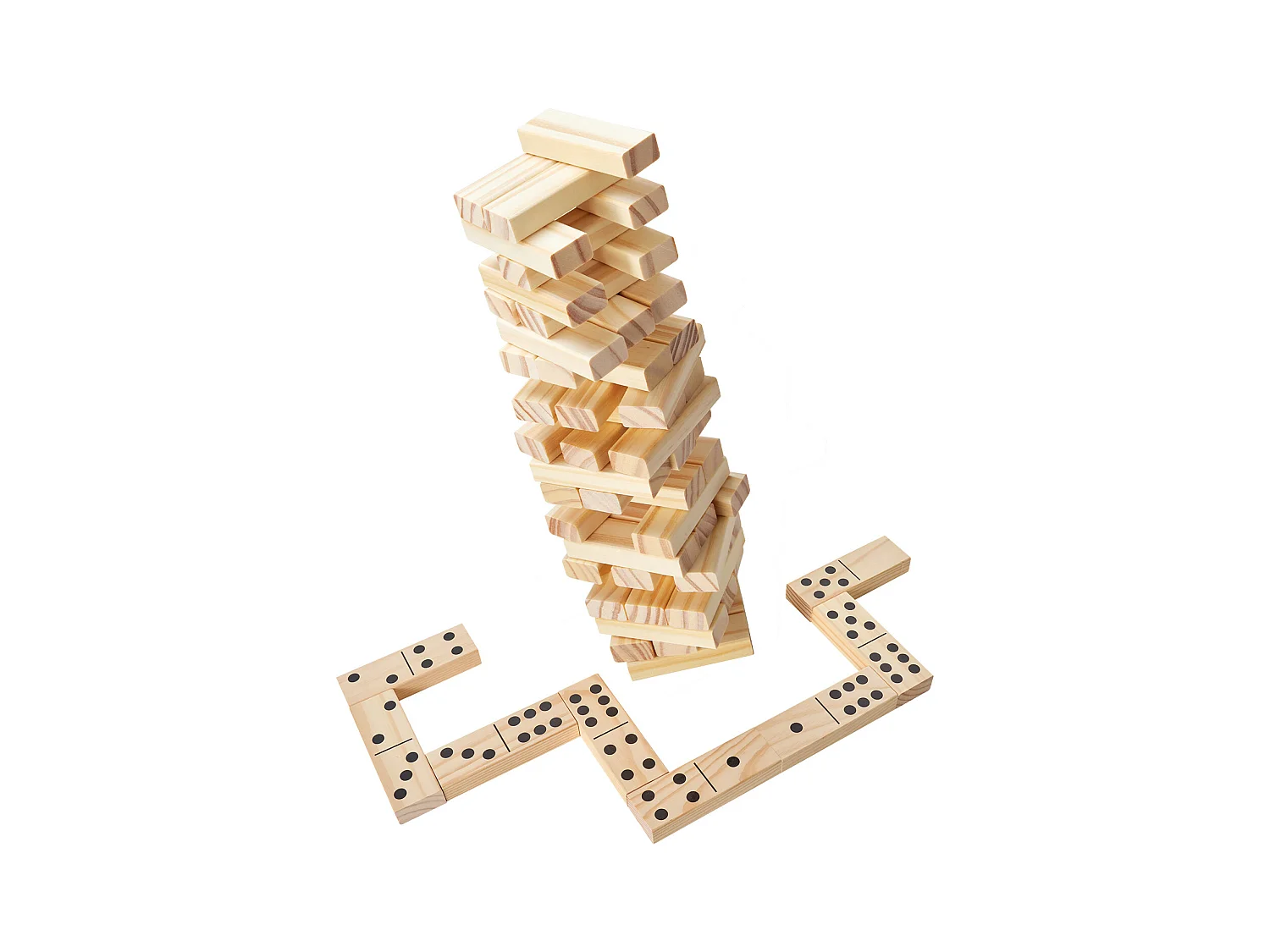 Jouet en Bois à Bascule SucceBuy, 54 Blocs, Tour à Bascule Amusante avec Caisse en Bois de Pin.