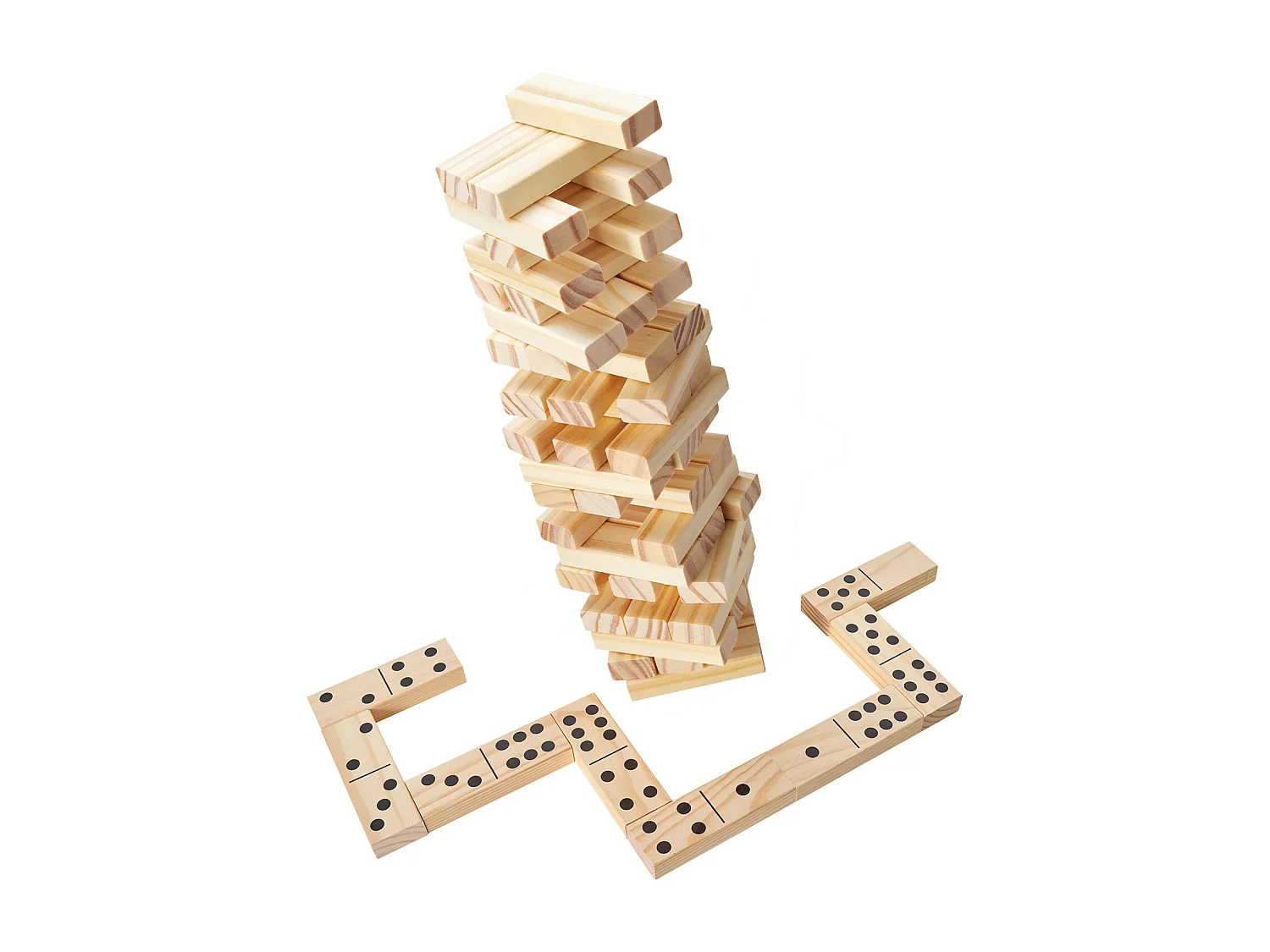 Jouet en Bois à Bascule SucceBuy, 54 Blocs, Tour à Bascule Amusante avec Caisse en Bois de Pin.