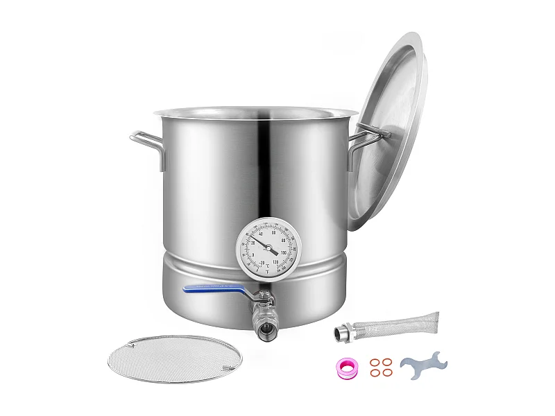 Brouwketel SucceBuy van RVS van 19L, Drievoudige Bodem Kookpot, Huisbrouwbenodigdheden, Deksel, Thermometer