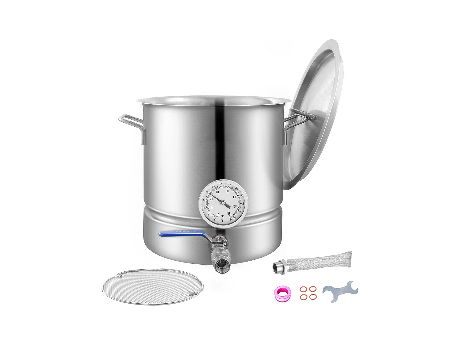 Braukessel SucceBuy aus Edelstahl von 19L, Dreifachboden-Kocher, Hausbrau-Bedarf, Deckel, Thermometer