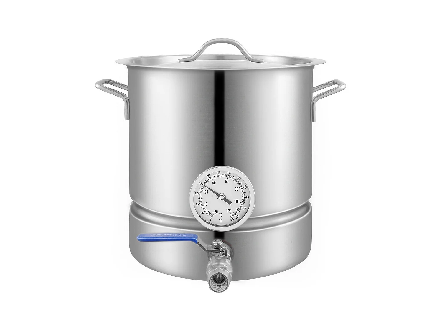 Cuve de Brassage SucceBuy en Acier Inoxydable de 19L, Bouilloire à Fond Triple Épaisseur, Fournitures de Brassage Maison, Couvercle, Thermomètre