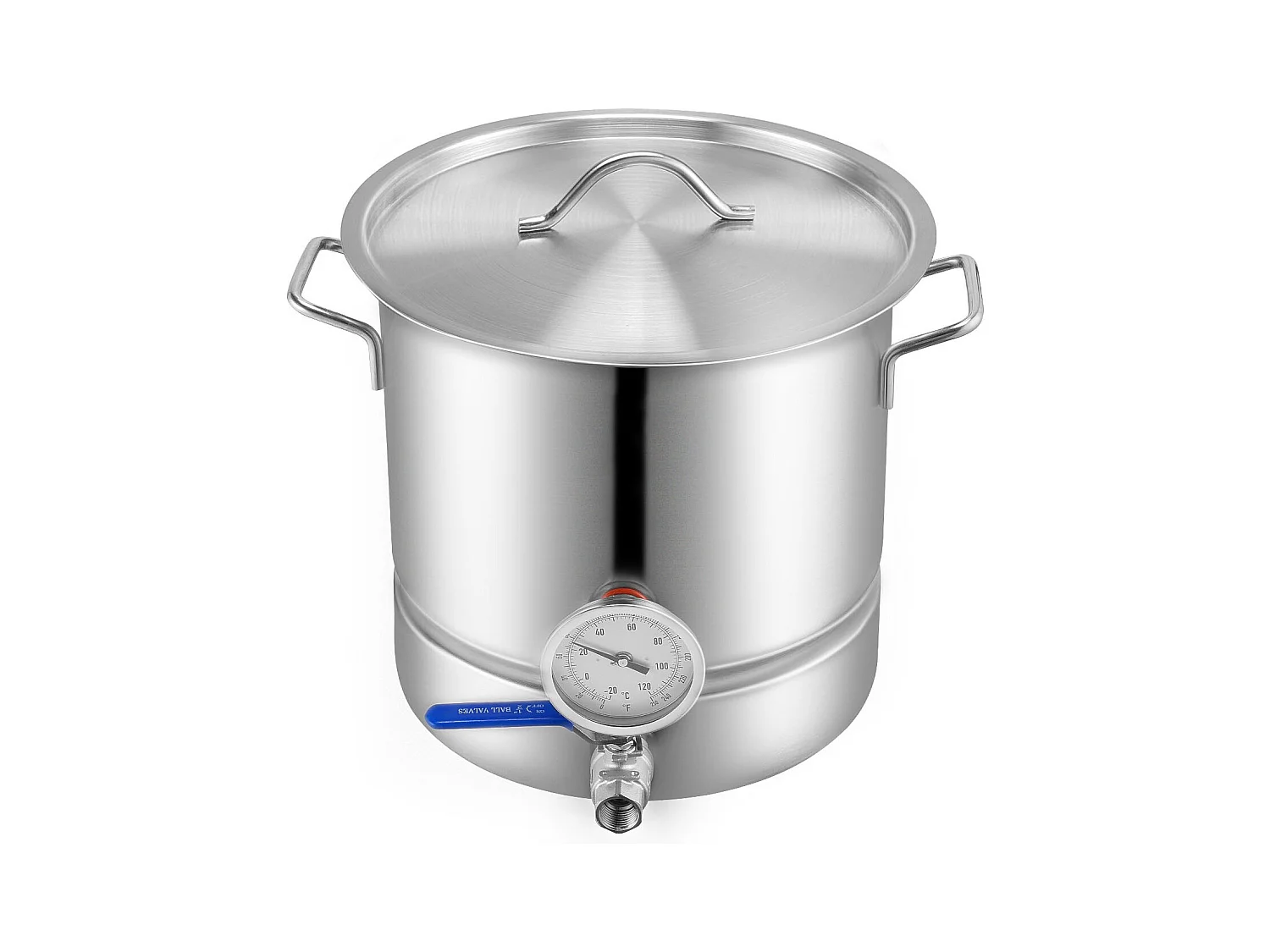 Cuve de Brassage SucceBuy en Acier Inoxydable de 19L, Bouilloire à Fond Triple Épaisseur, Fournitures de Brassage Maison, Couvercle, Thermomètre