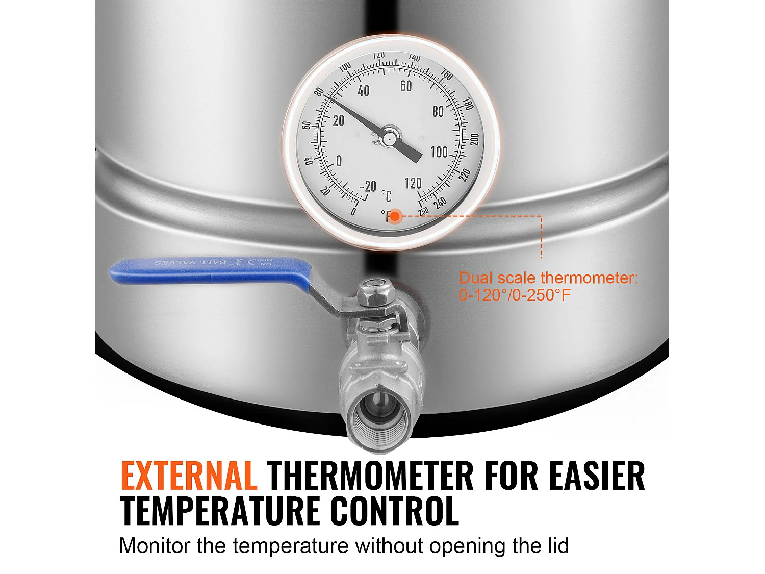 Caldera de Elaboración de Cerveza SucceBuy de Acero Inoxidable de 19L, Hervidor de Fondo Triple, Suministros de Elaboración de Cerveza Casera, Tapa, Termómetro