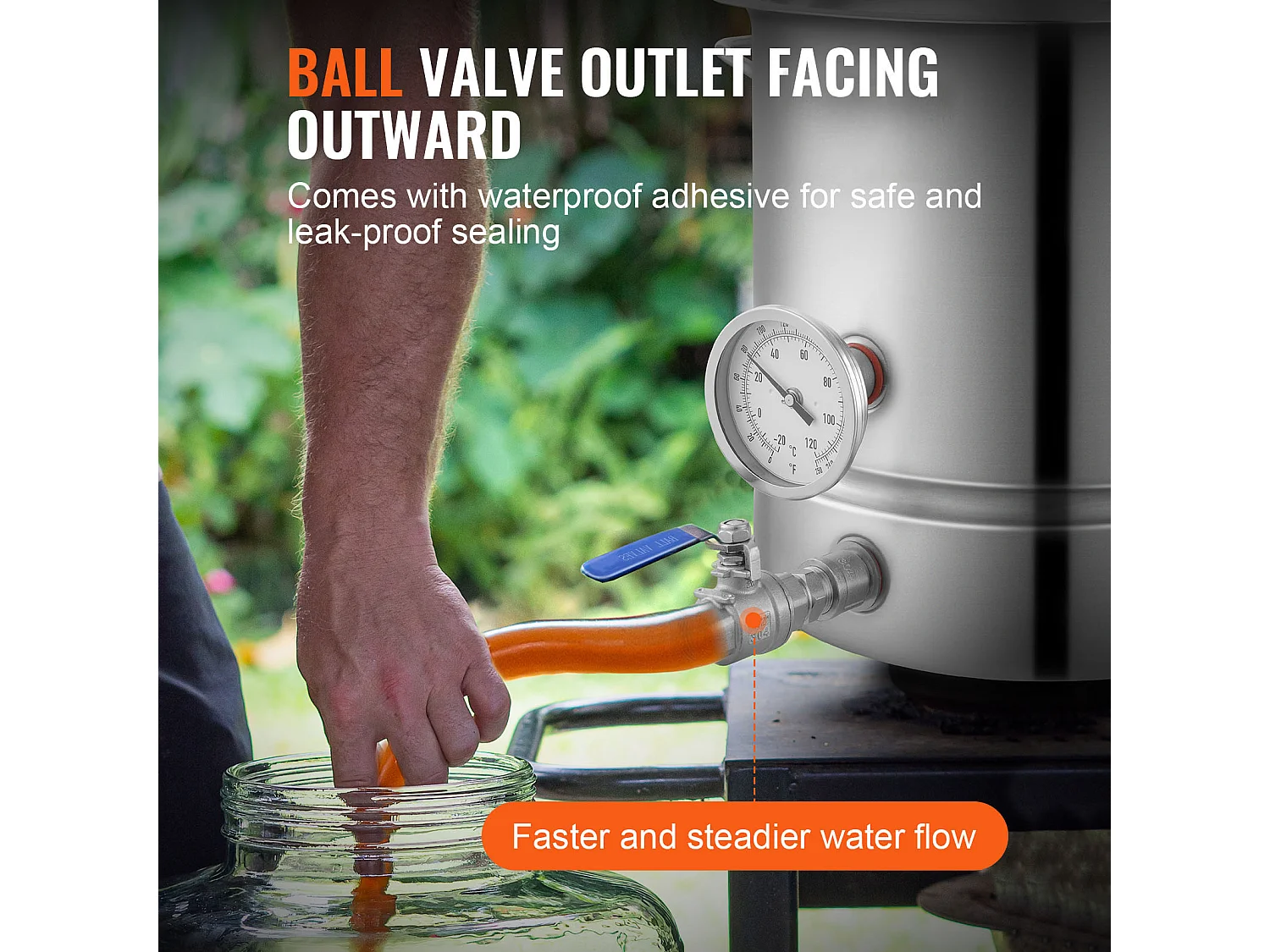 Caldera de Elaboración de Cerveza SucceBuy de Acero Inoxidable de 19L, Hervidor de Fondo Triple, Suministros de Elaboración de Cerveza Casera, Tapa, Termómetro