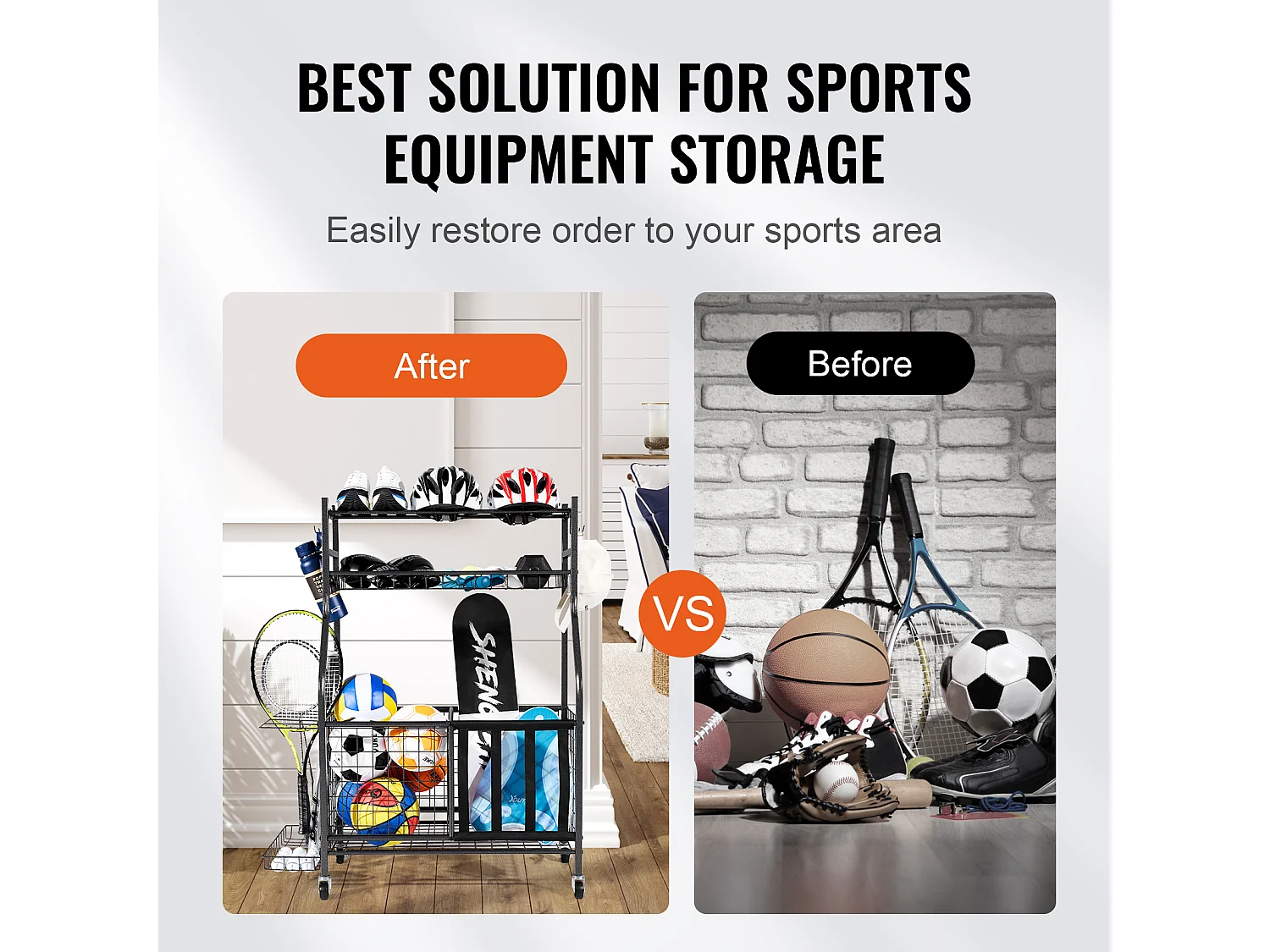 Support de Rangement pour Balles SucceBuy, Rangement pour Equipement et Jouets, Organiseur pour Equipement de Sport,