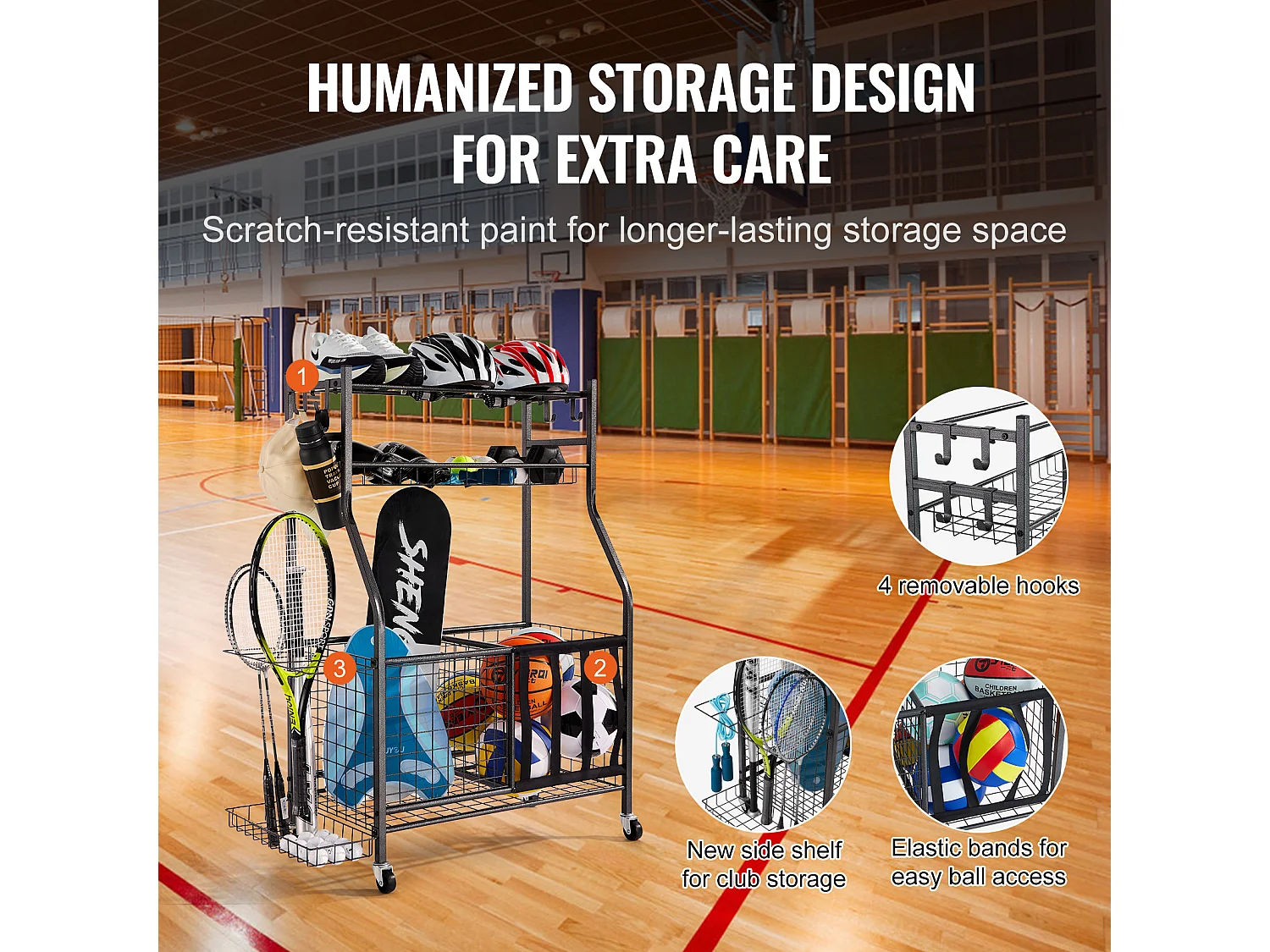 Support de Rangement pour Balles SucceBuy, Rangement pour Equipement et Jouets, Organiseur pour Equipement de Sport,