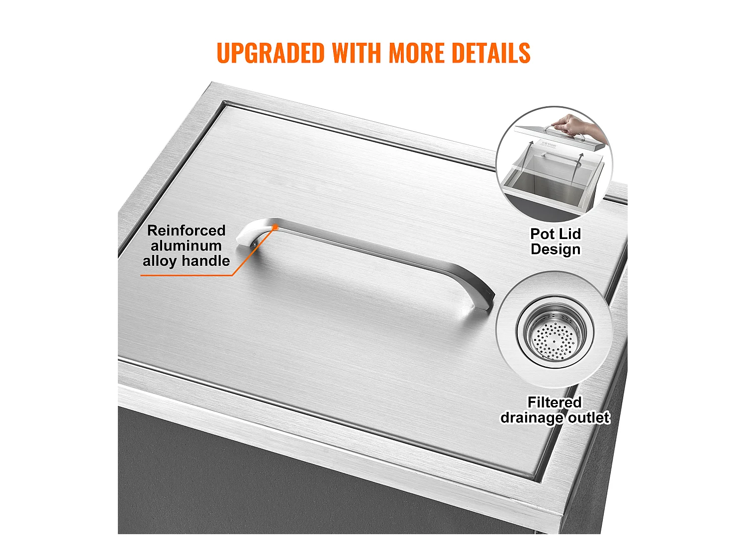 Inbouw Diepvrieskist SucceBuy, 35,6 x 30,5 x 45,7 cm, RVS Koelbox met Deksel, voor Dranken, Bar Thuis