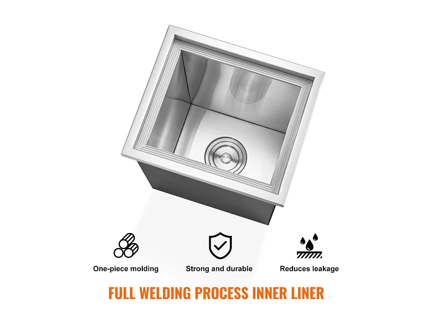 Coffre à Glace Encastrable SucceBuy, 35,6 x 30,5 x 45,7 cm, Glacière en Acier Inoxydable avec Couvercle