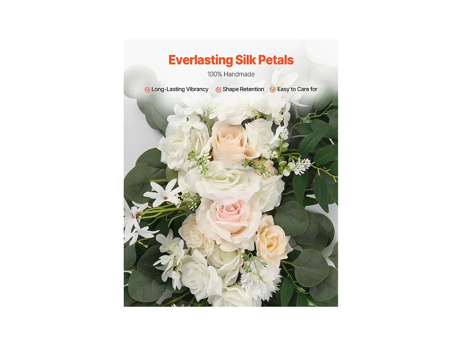 Arche de Mariage SucceBuy Kit de Fleurs Artificielles pour Arche de Mariage - Blanc, 2 Fleurs et 2 Rideaux