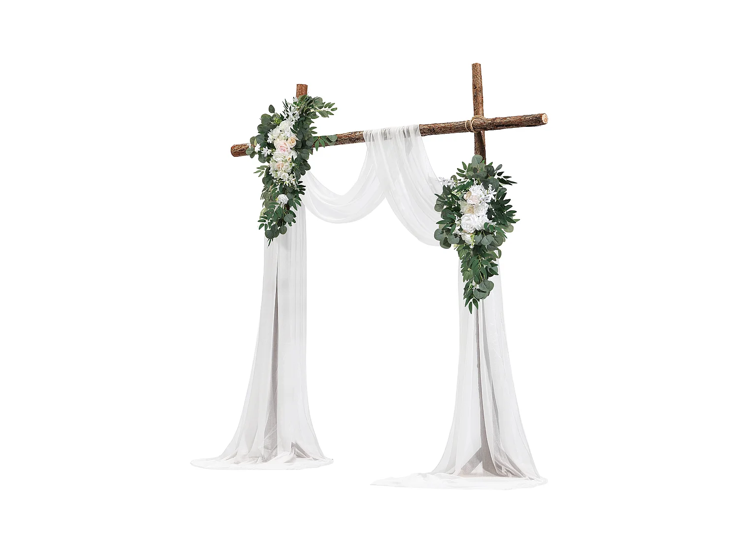 Arche de Mariage SucceBuy Kit de Fleurs Artificielles pour Arche de Mariage - Blanc, 2 Fleurs et 2 Rideaux
