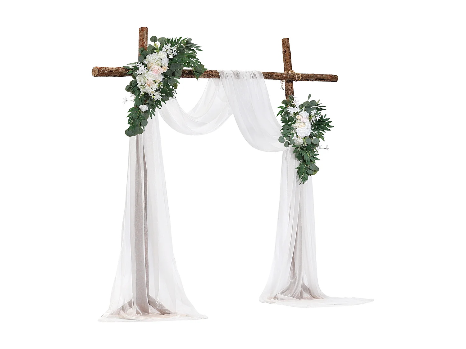 Arche de Mariage SucceBuy Kit de Fleurs Artificielles pour Arche de Mariage - Blanc, 2 Fleurs et 2 Rideaux