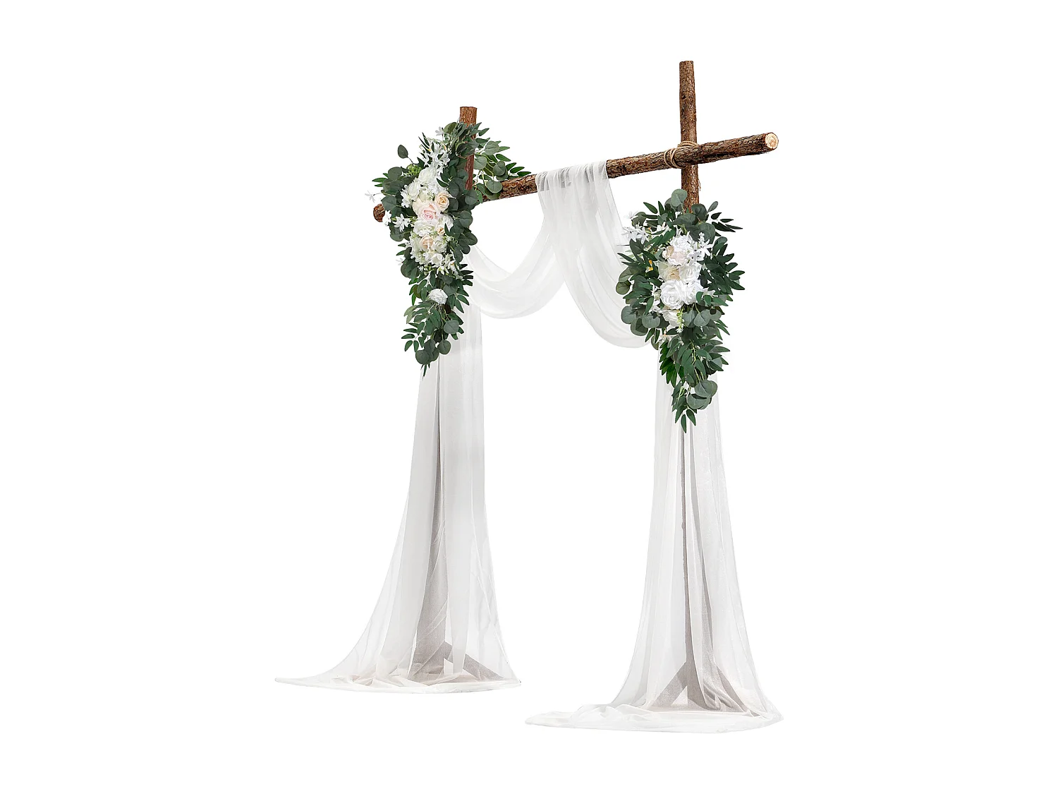 Arche de Mariage SucceBuy Kit de Fleurs Artificielles pour Arche de Mariage - Blanc, 2 Fleurs et 2 Rideaux