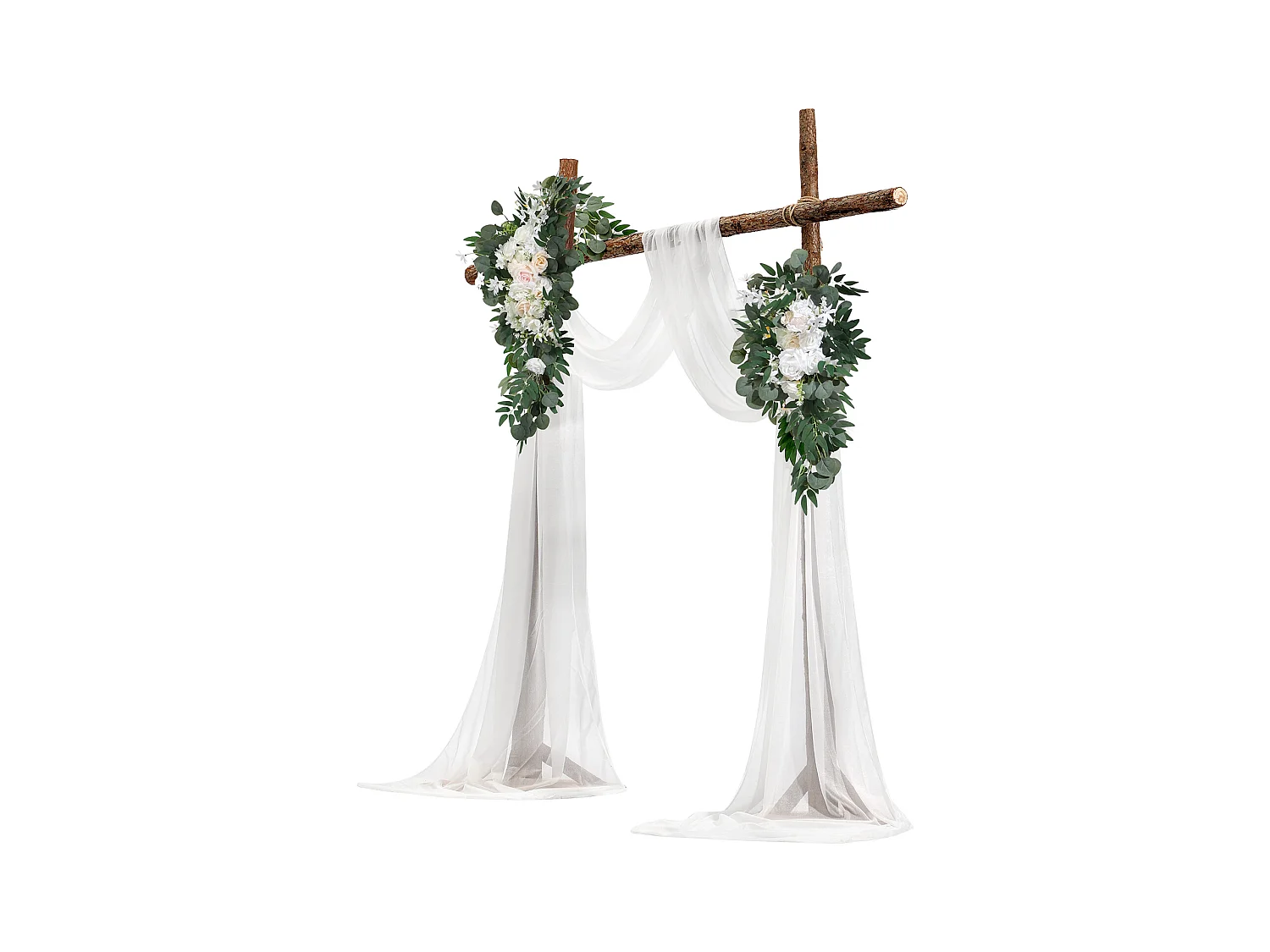 Arco Nuziale SucceBuy Kit di Fiori Artificiali per Arco Nuziale - Bianco, 2 Fiori e 2 Tende