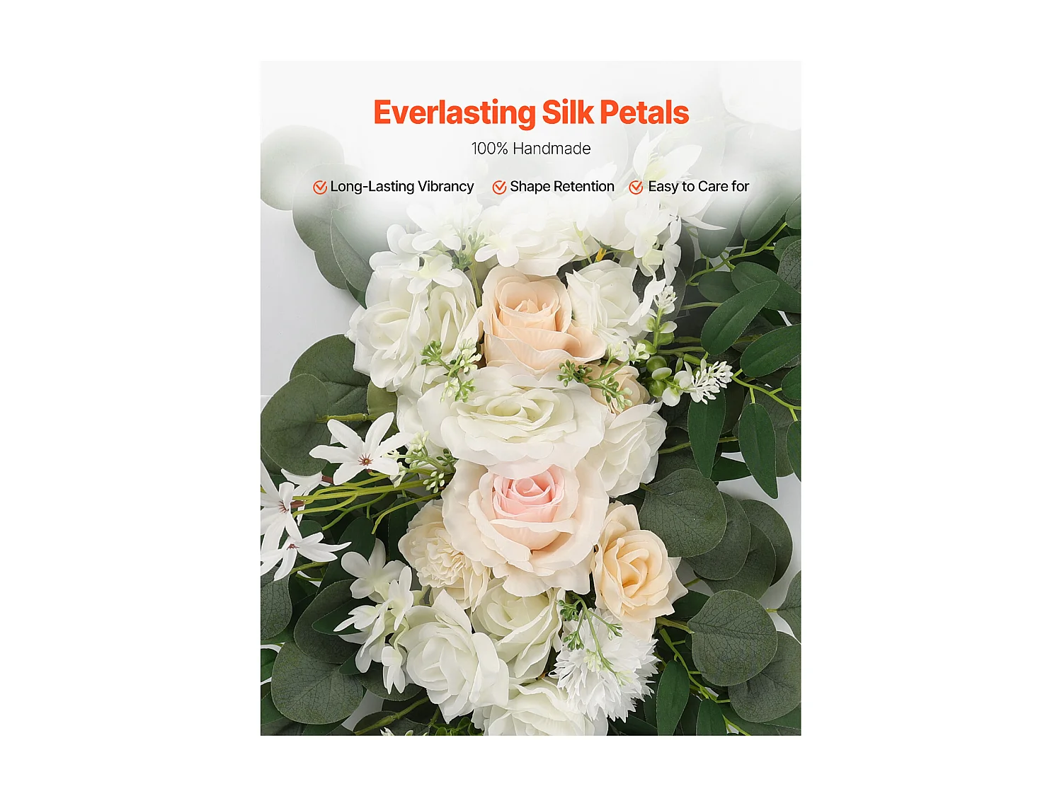 Arco de Boda SucceBuy Kit de Flores Artificiales para Arco de Boda, Blanco, 2 Flores y 2 Cortinas