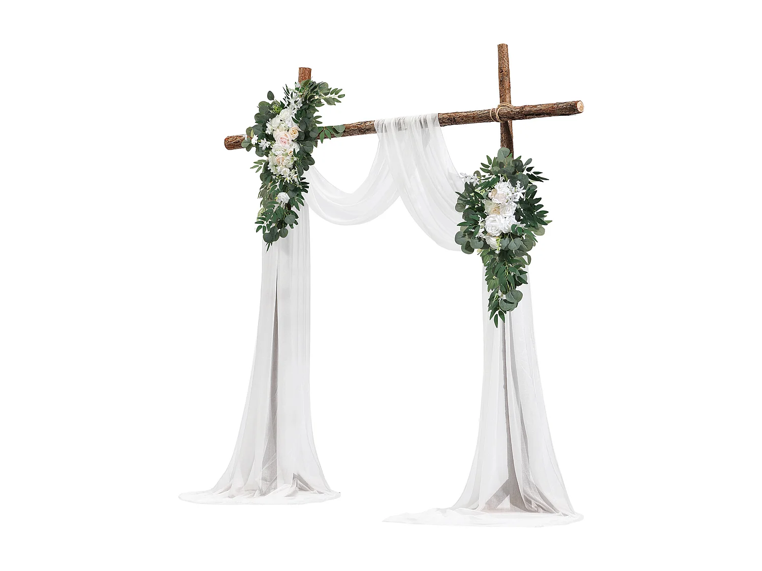 Arco de Boda SucceBuy Kit de Flores Artificiales para Arco de Boda, Blanco, 2 Flores y 2 Cortinas