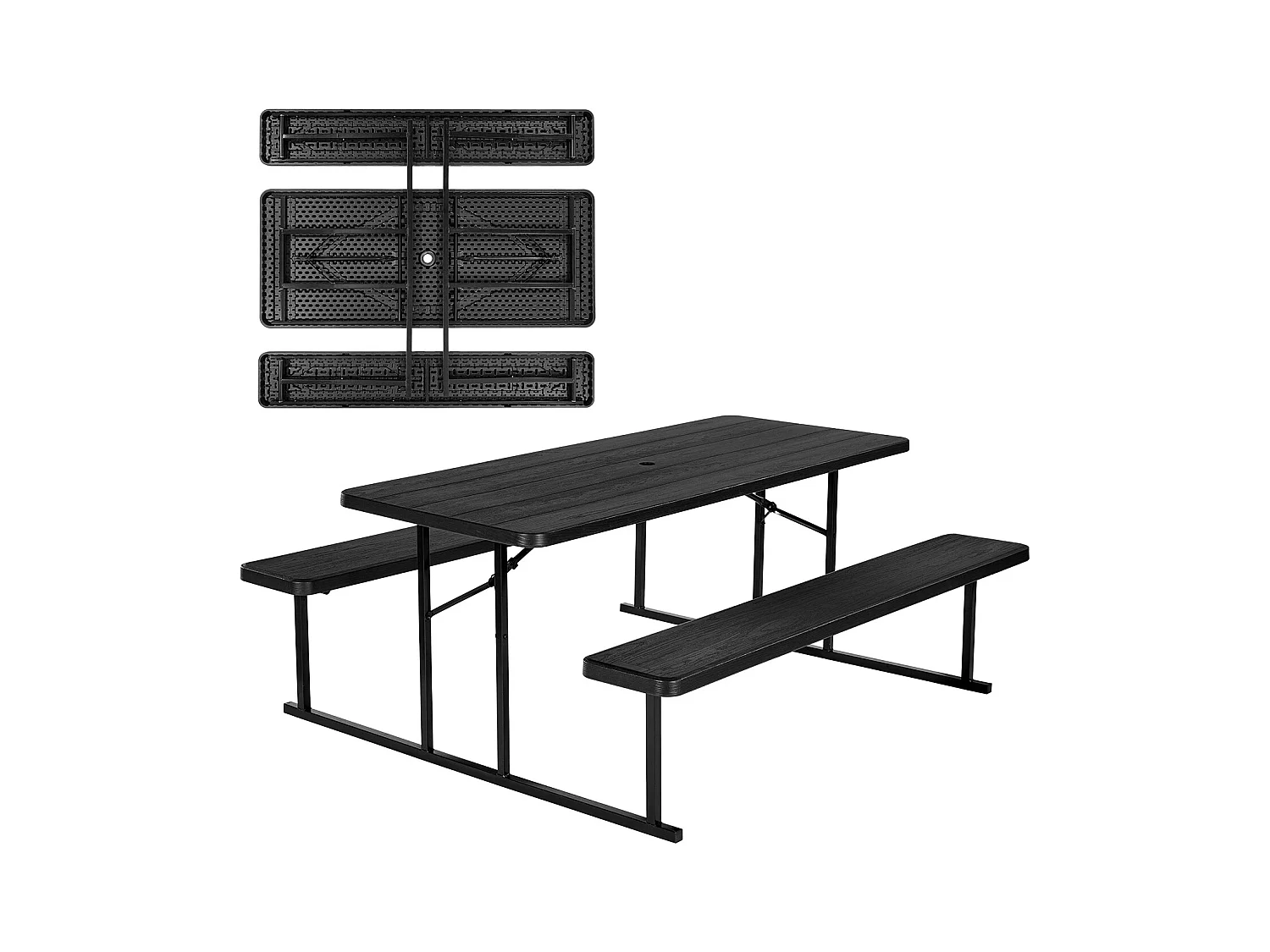 Table de Pique-Nique, SucceBuy Table de Pique-Nique Pliable en Acier 1800 mm avec Bancs pour Jardin et Patio