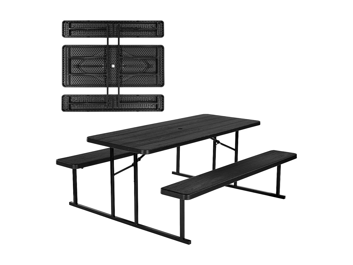 Picknicktafel, SucceBuy 1800 mm Stalen Opvouwbare Picknicktafel met Banken voor Tuin en Patio