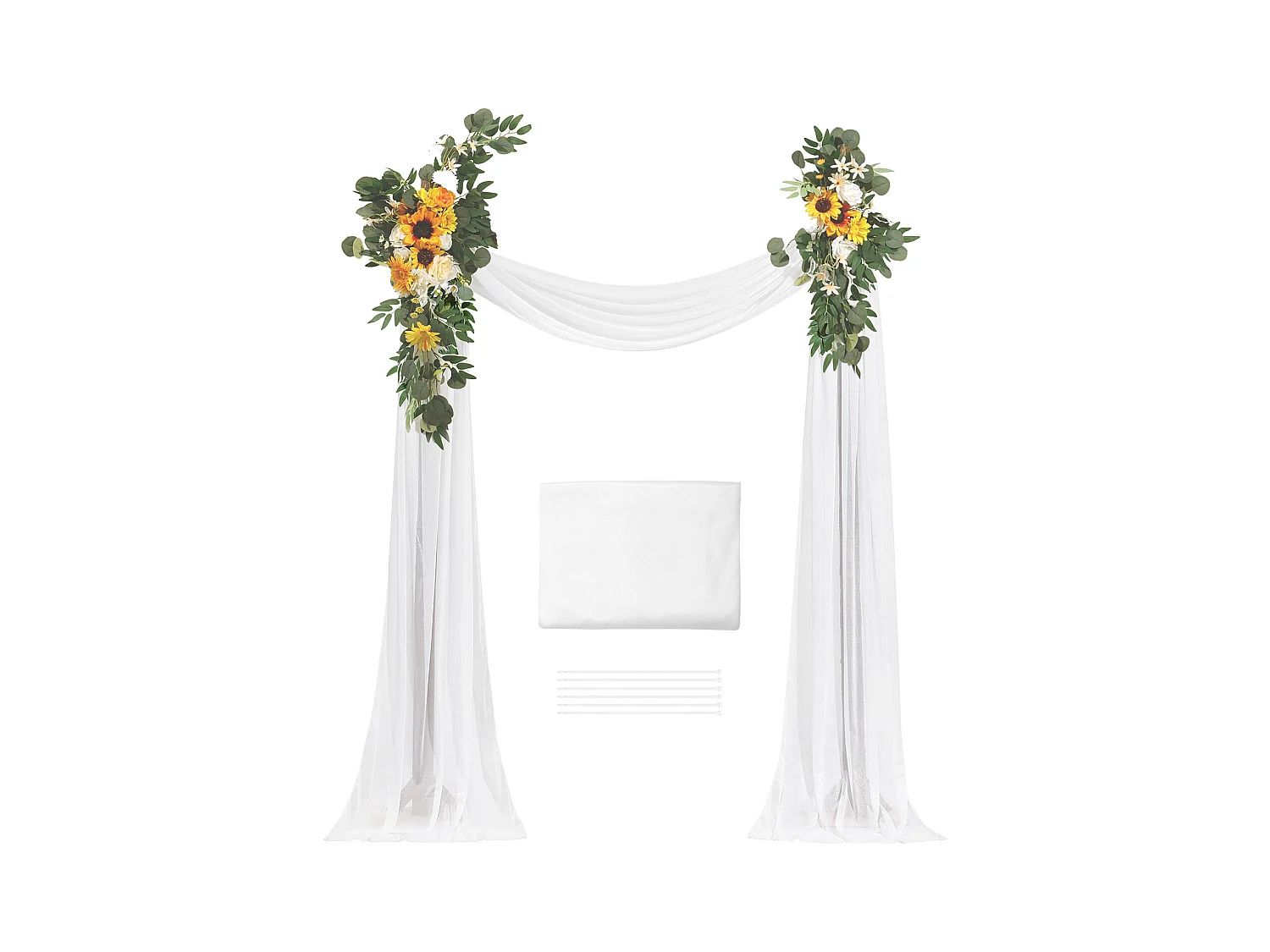 Arche de Mariage SucceBuy Kit de Fleurs Artificielles pour Arche de Mariage - Jaune, 2 Fleurs et 1 Rideau