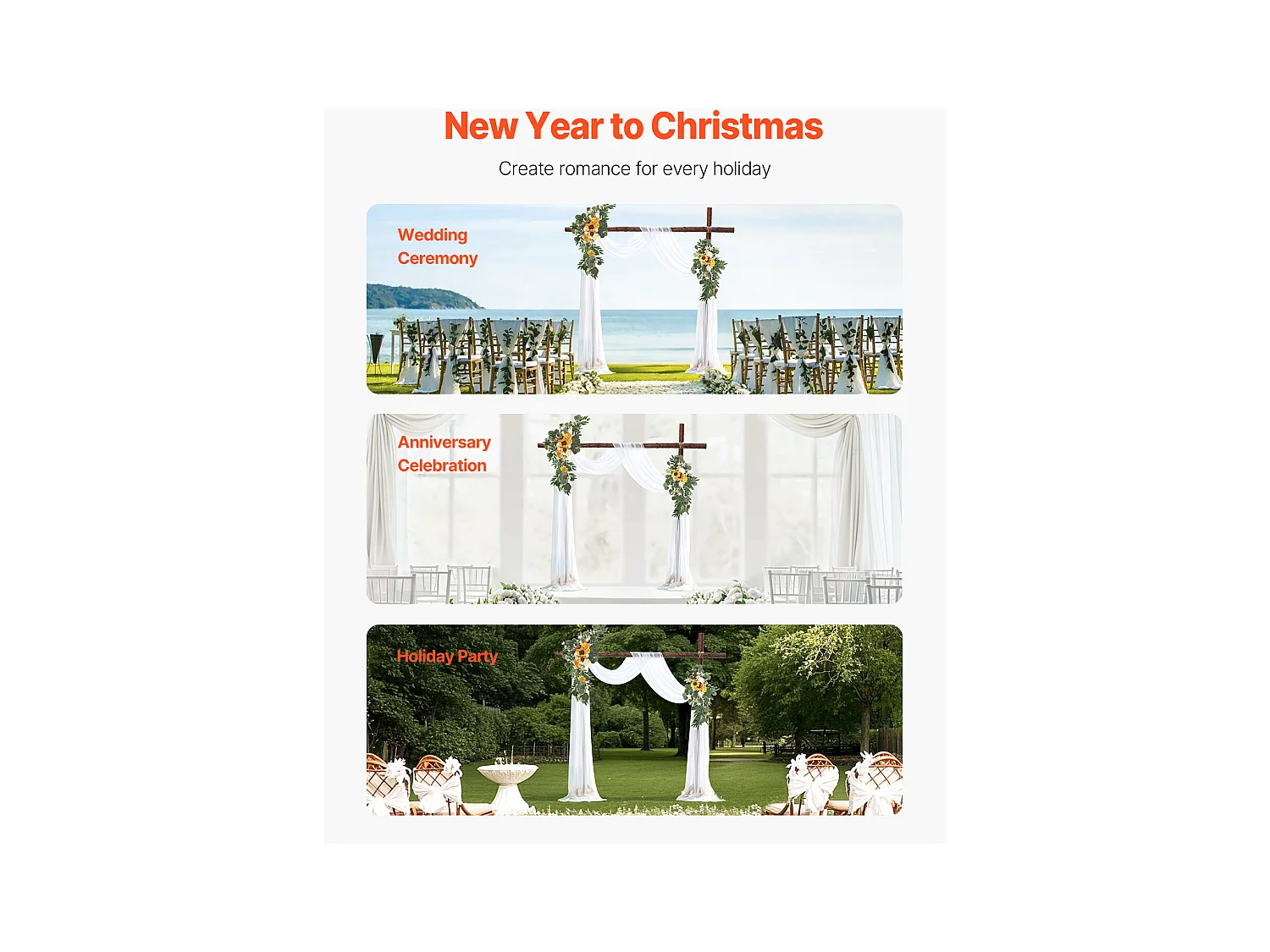 Arche de Mariage SucceBuy Kit de Fleurs Artificielles pour Arche de Mariage - Jaune, 2 Fleurs et 1 Rideau