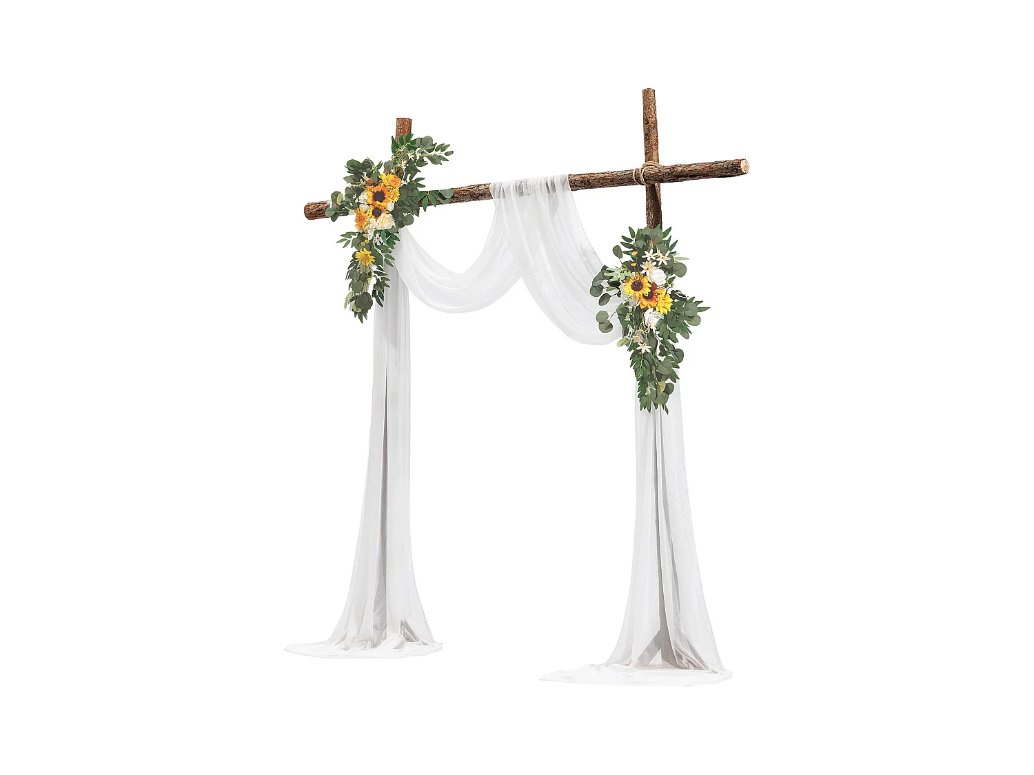 Arche de Mariage SucceBuy Kit de Fleurs Artificielles pour Arche de Mariage - Jaune, 2 Fleurs et 1 Rideau