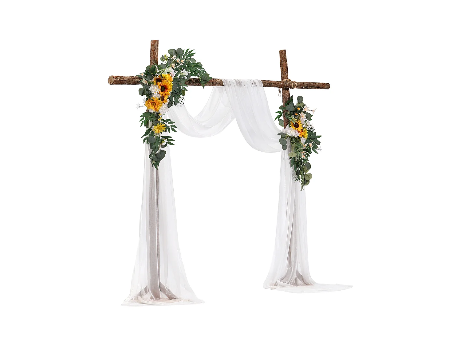 Arche de Mariage SucceBuy Kit de Fleurs Artificielles pour Arche de Mariage - Jaune, 2 Fleurs et 1 Rideau