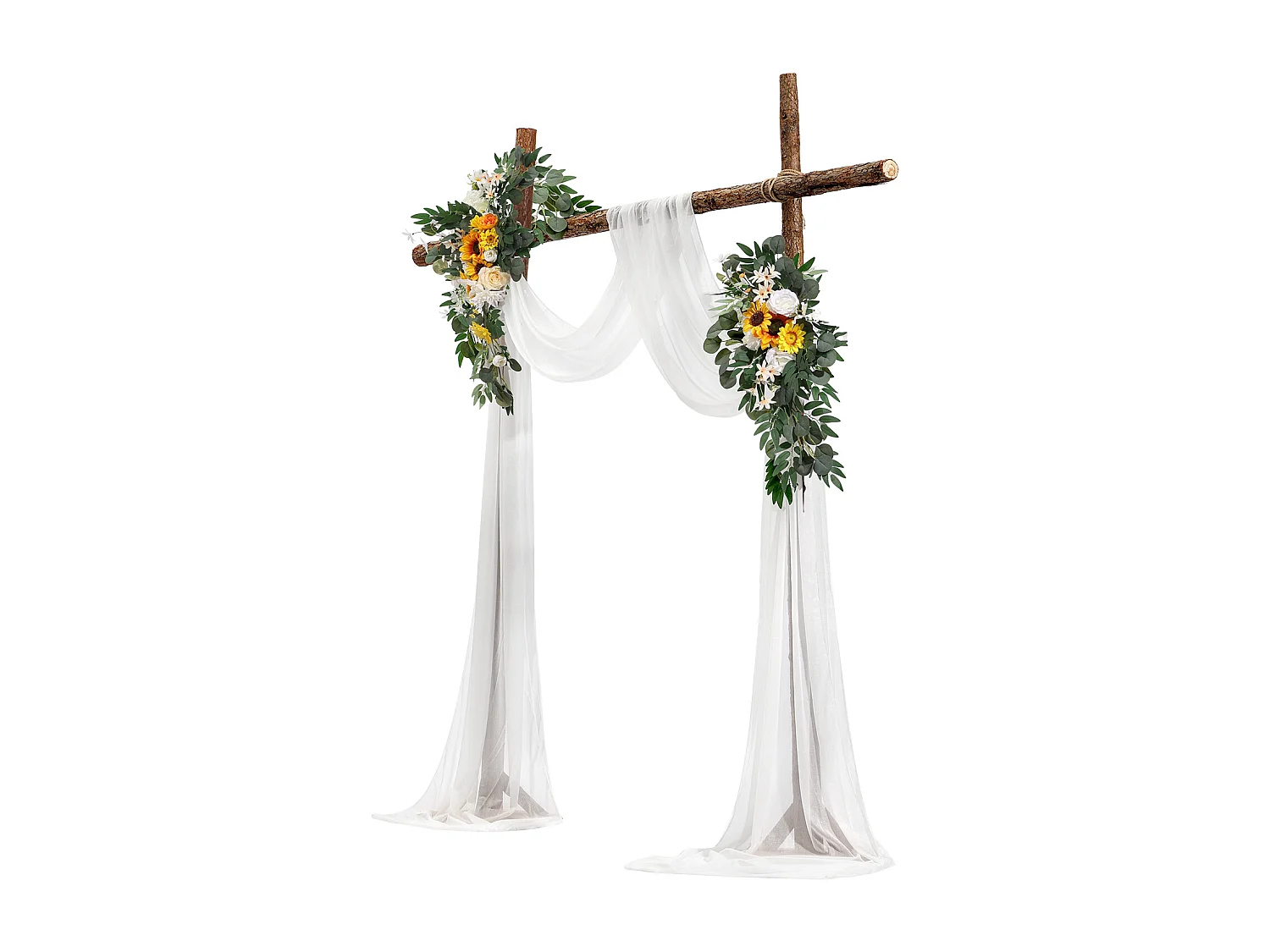 Arche de Mariage SucceBuy Kit de Fleurs Artificielles pour Arche de Mariage - Jaune, 2 Fleurs et 1 Rideau