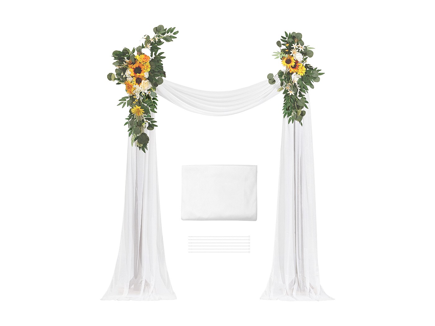 Piarktoy Ghirlanda di girasole artificiale, 4 pezzi, in seta, con foglie, fiori finti da parete per decorazioni fai da te