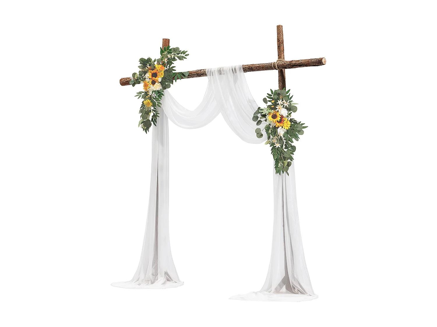 Arche de Mariage SucceBuy Kit de Fleurs Artificielles pour Arche de Mariage - Jaune, 2 Fleurs et 1 Rideau