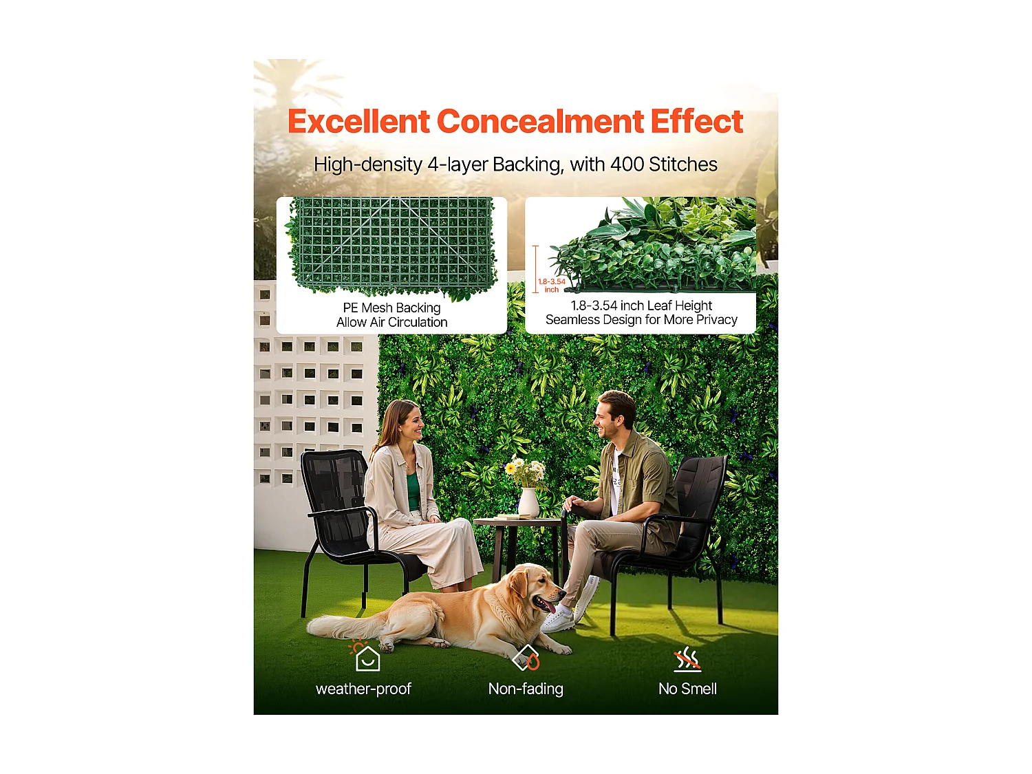 Panneaux Artificiels, SucceBuy Lot de 8 Panneaux Muraux en Gazon Artificiel, 50 × 50 cm, Verdure 3D pour une Décoration Intime