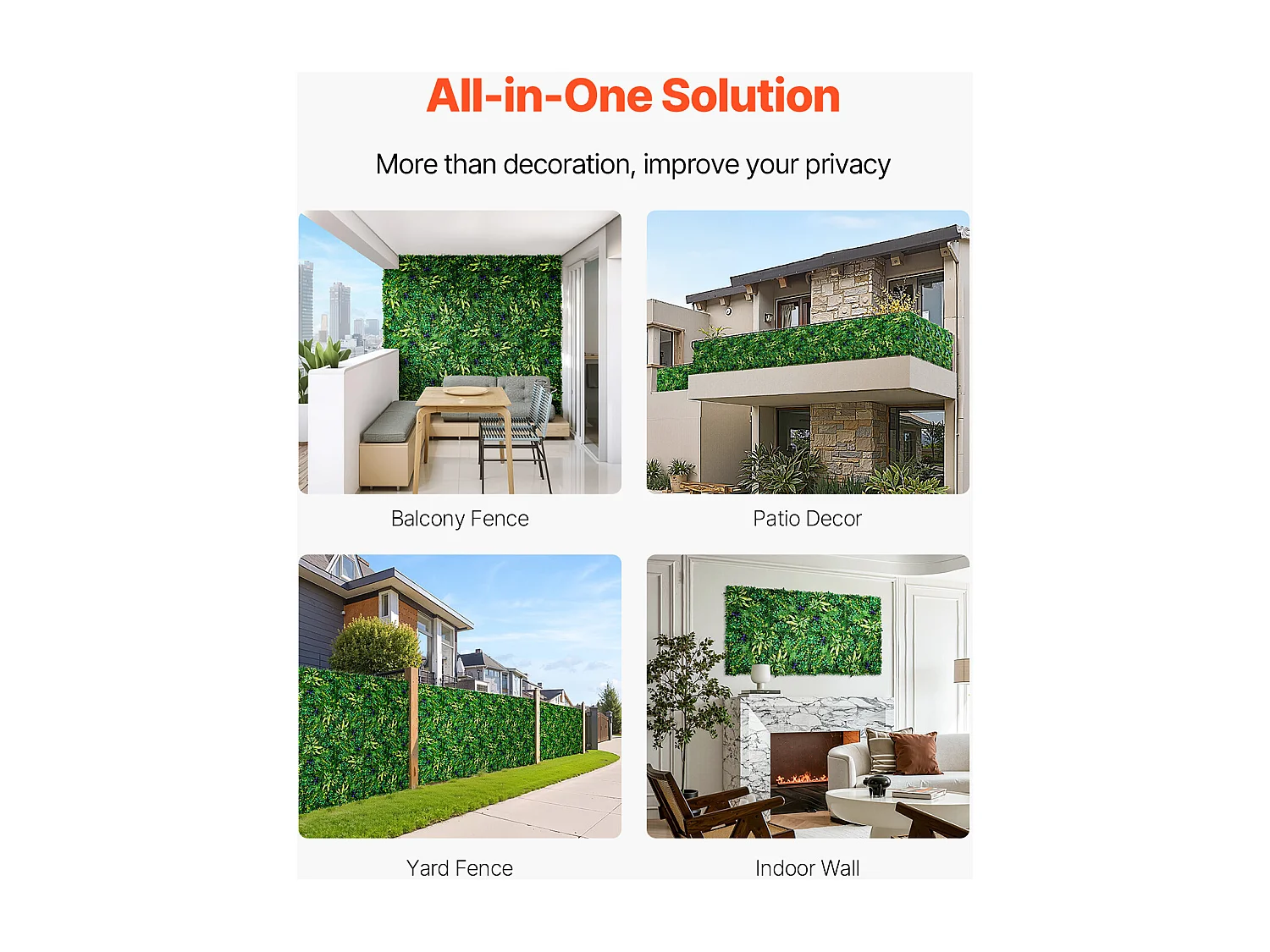 Panneaux Artificiels, SucceBuy Lot de 8 Panneaux Muraux en Gazon Artificiel, 50 × 50 cm, Verdure 3D pour une Décoration Intime