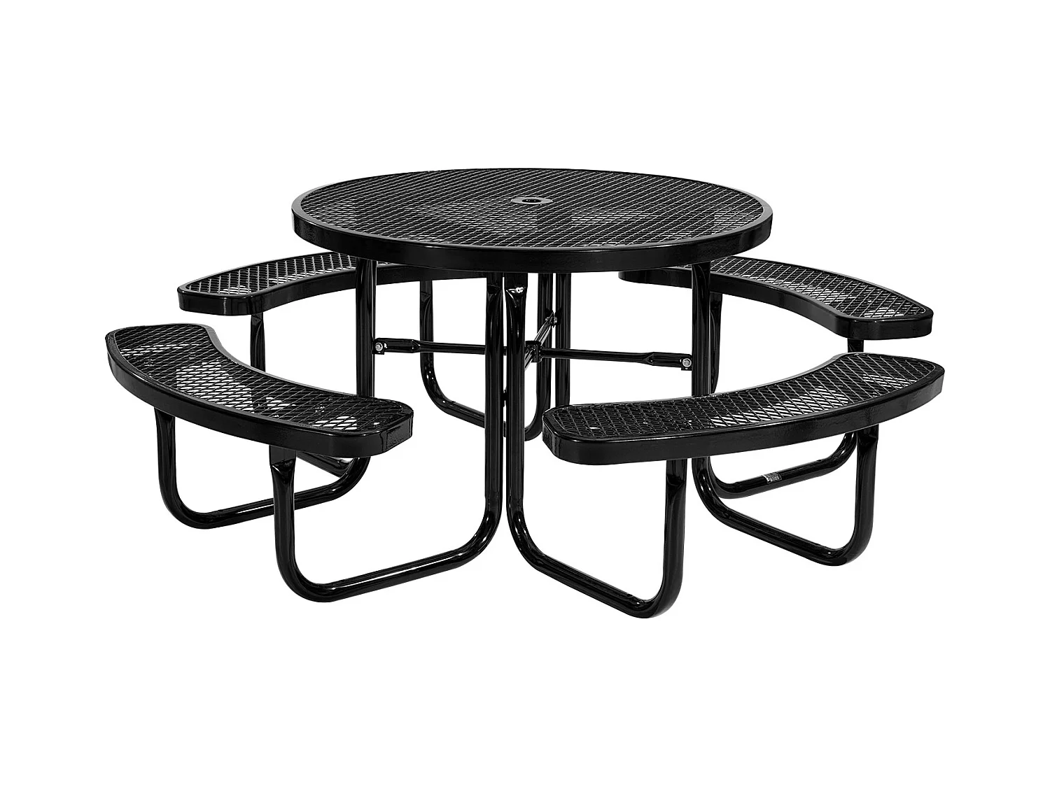 Table de Pique-Nique, SucceBuy Table de Pique-Nique en Acier Durable avec Bancs Intégrés pour Extérieur