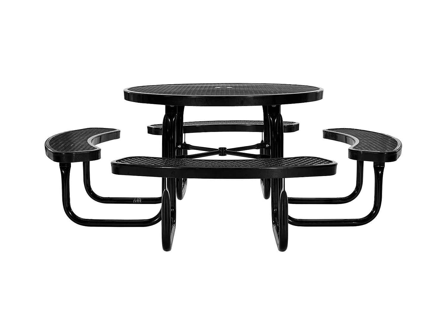 Table de Pique-Nique, SucceBuy Table de Pique-Nique en Acier Durable avec Bancs Intégrés pour Extérieur