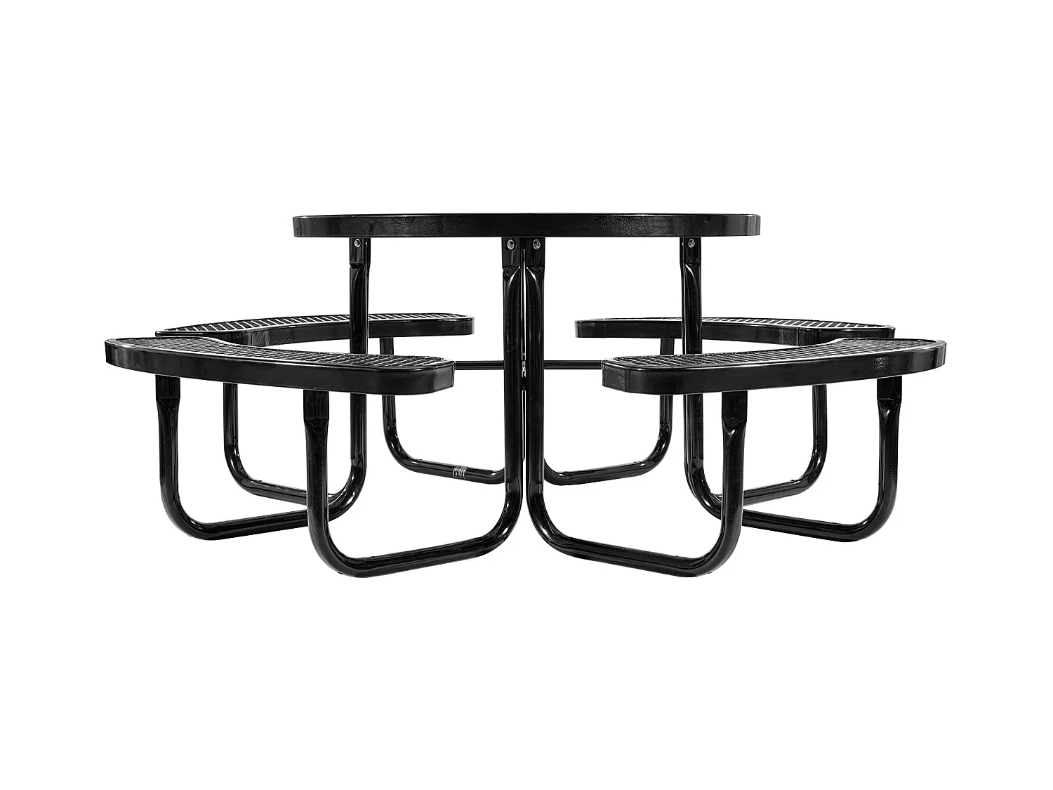 Table de Pique-Nique, SucceBuy Table de Pique-Nique en Acier Durable avec Bancs Intégrés pour Extérieur