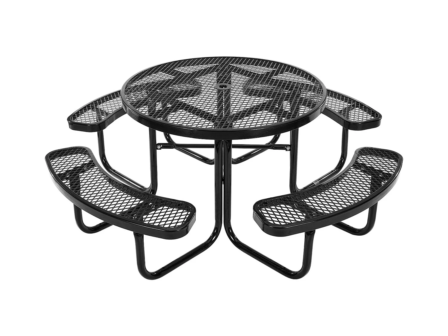 Table de Pique-Nique, SucceBuy Table de Pique-Nique en Acier Durable avec Bancs Intégrés pour Extérieur
