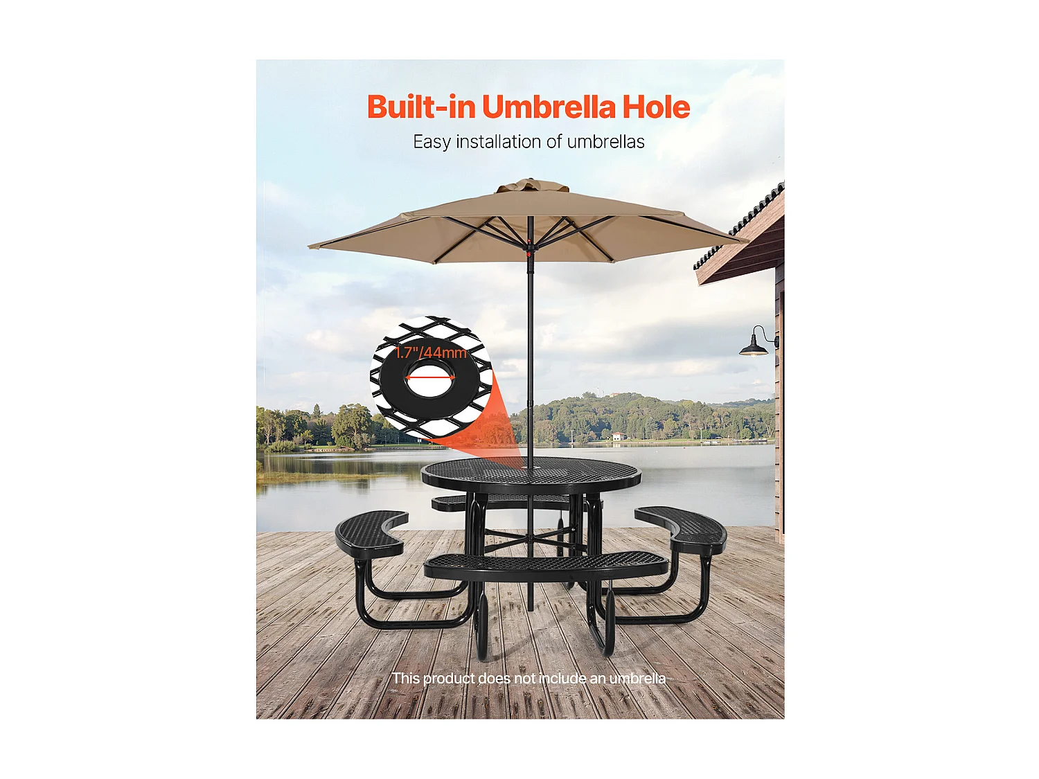 Tavolo da Picnic, SucceBuy Tavolo da Picnic in Acciaio Resistente con Panche Integrate per Esterni