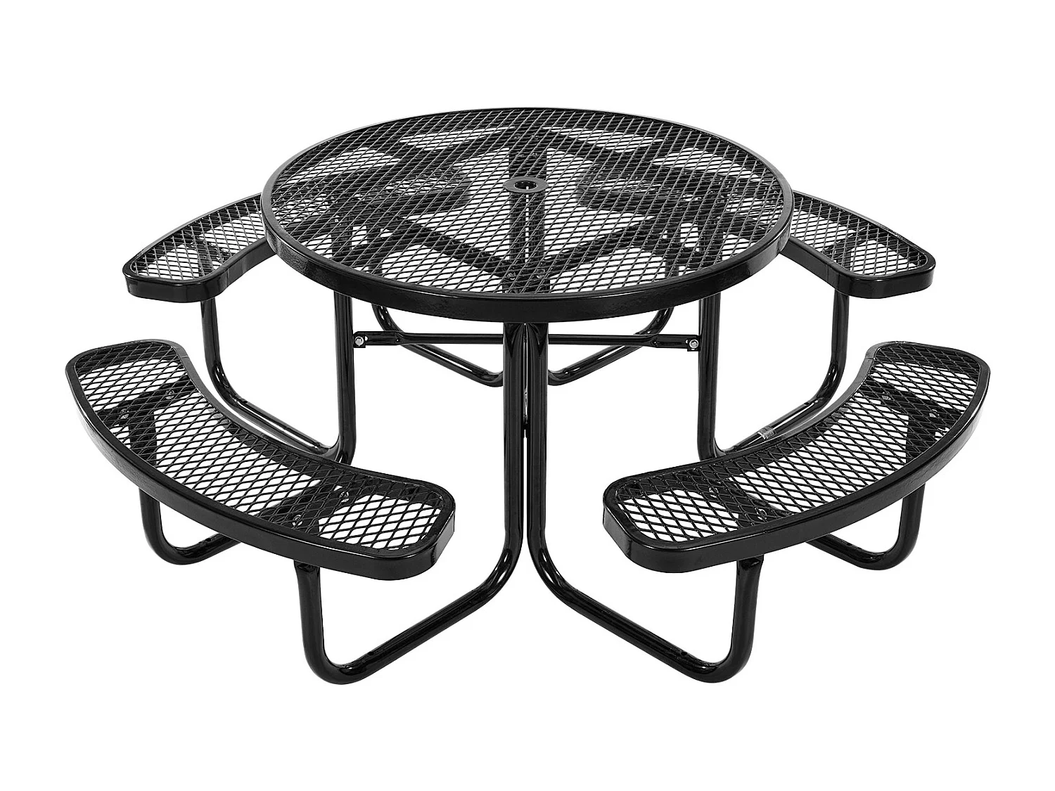 Table de Pique-Nique, SucceBuy Table de Pique-Nique en Acier Durable avec Bancs Intégrés pour Extérieur