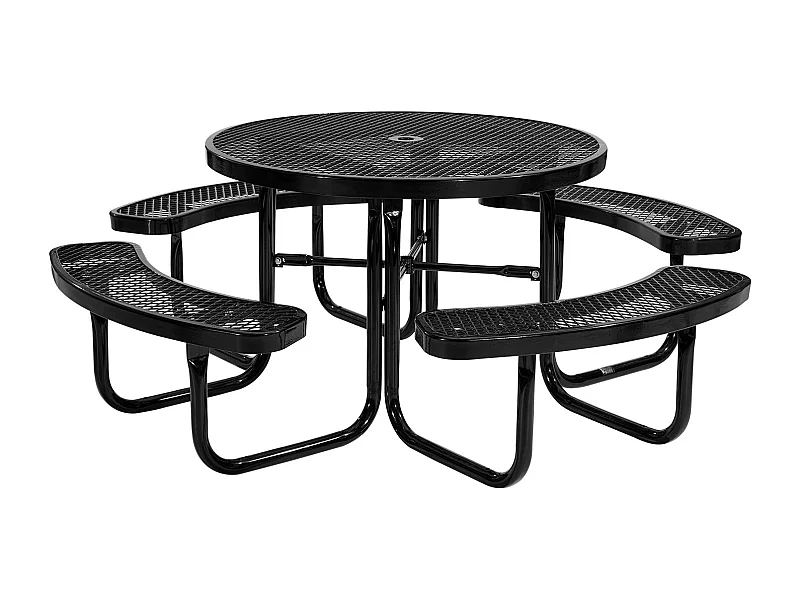 Table de Pique-Nique, SucceBuy Table de Pique-Nique en Acier Durable avec Bancs Intégrés pour Extérieur