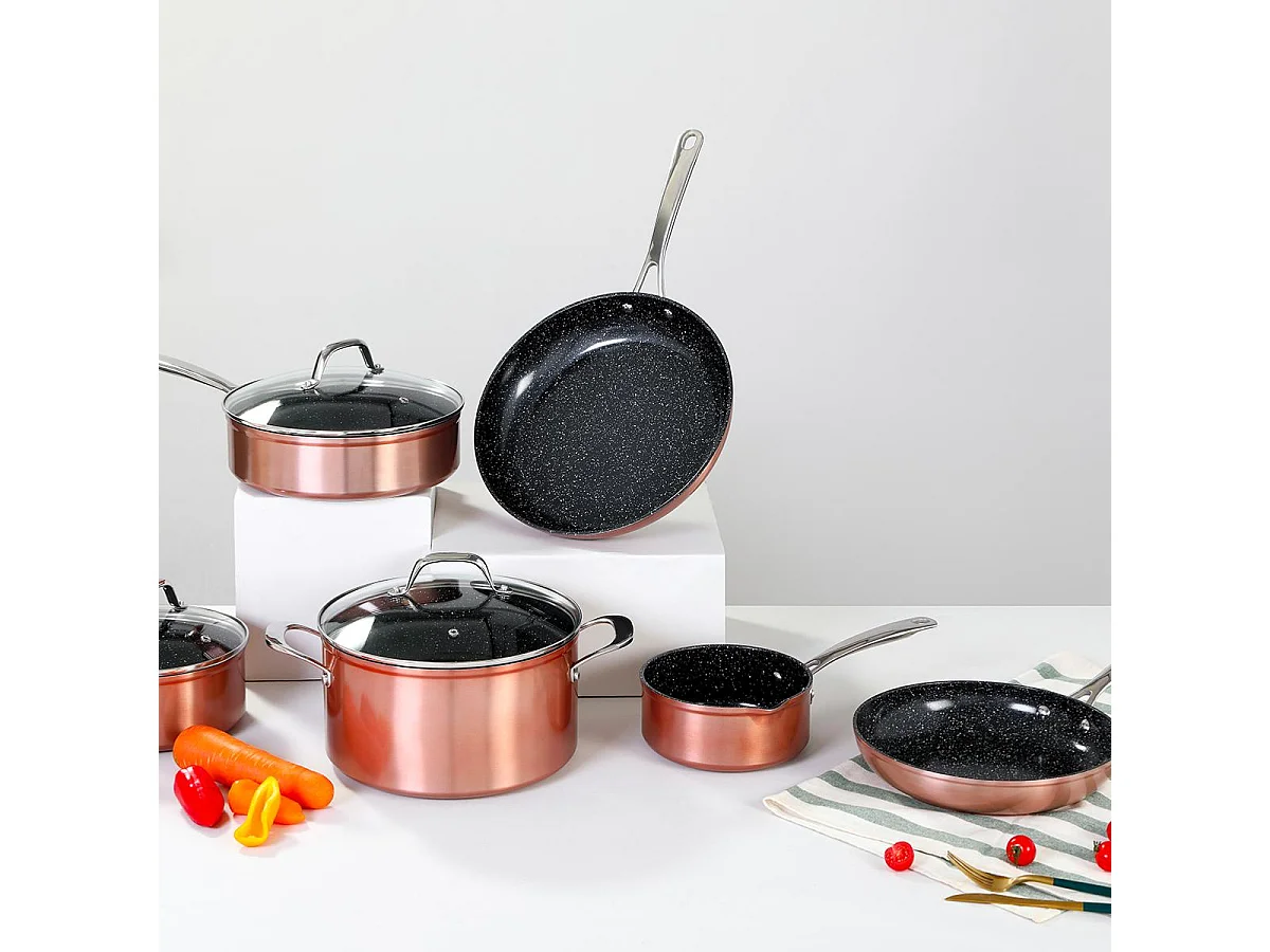 Set de 3 poêles cuivré 20/24/28cm Greblon céramique - "Héritage"